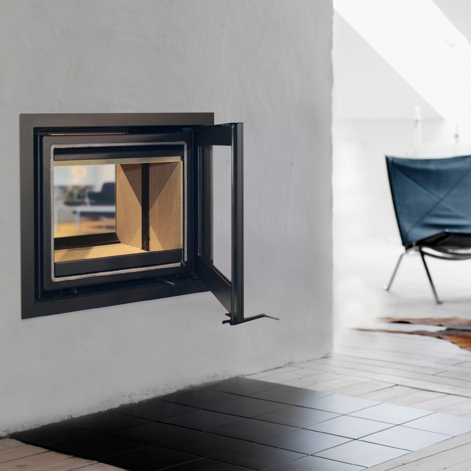 Lotus H570 T insert de cheminée couleur noire, charnières à droite