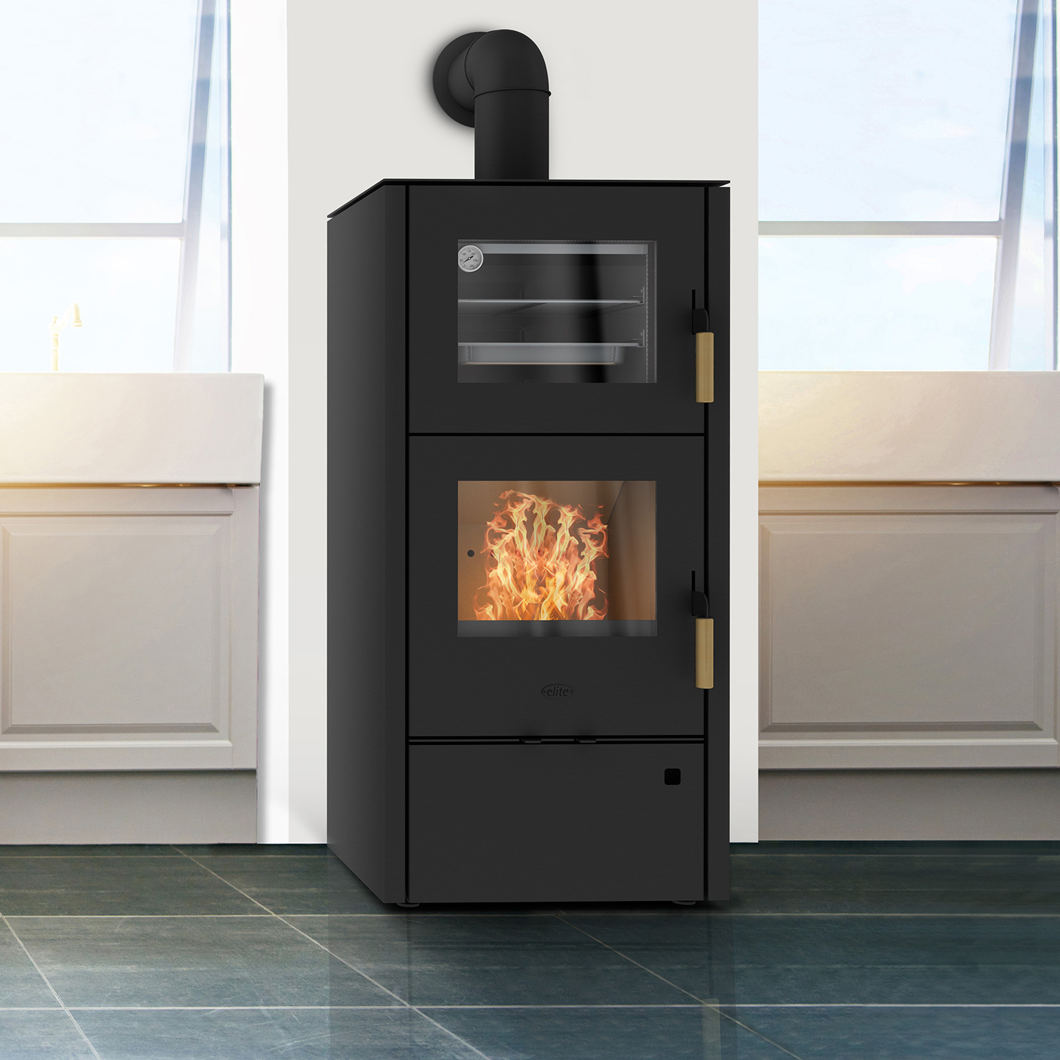 Cheminée Elite Inda Poêle à bois Acier Noir