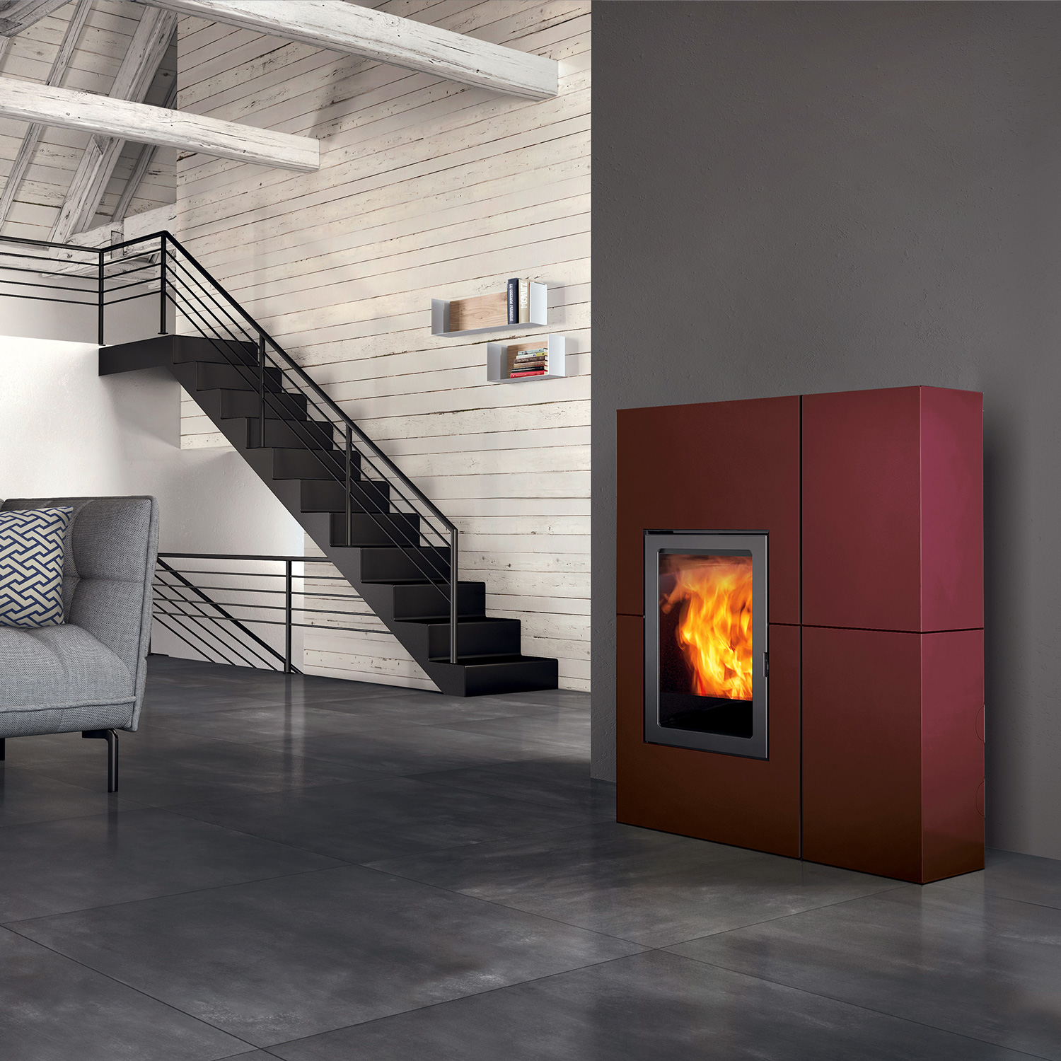 Edilkamin Blade 12++ Evo poêle à granulés acier bordeaux