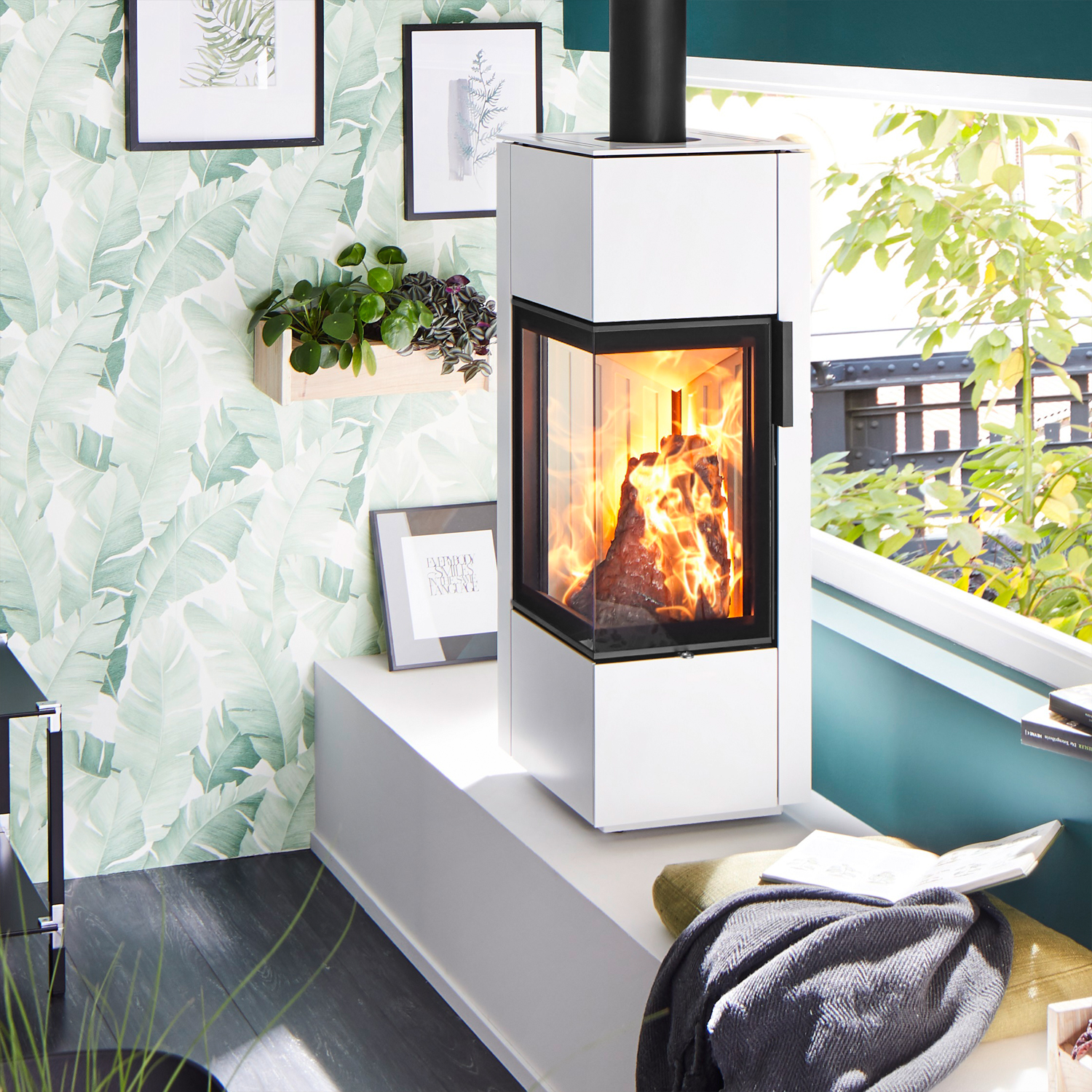 Spartherm Piko S acier Poêle à bois Blanc + 1 m³ de bois de chauffage gratuit Spartherm Piko S acier Poêle à bois Blanc + 1 m³ de bois de chauffage gratuit