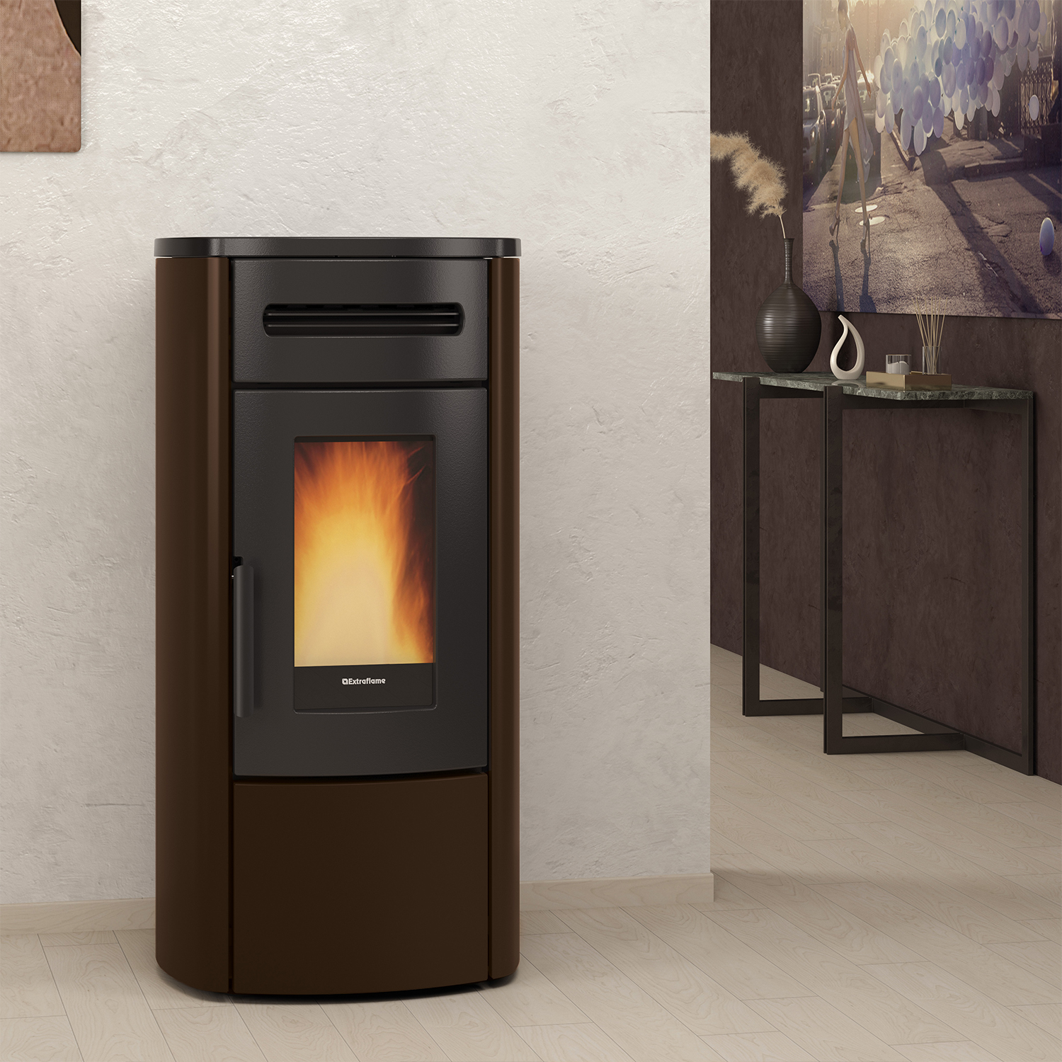 Extraflame Evolution Line Guenda Idro poêle à granulés bouilleur acier bronze