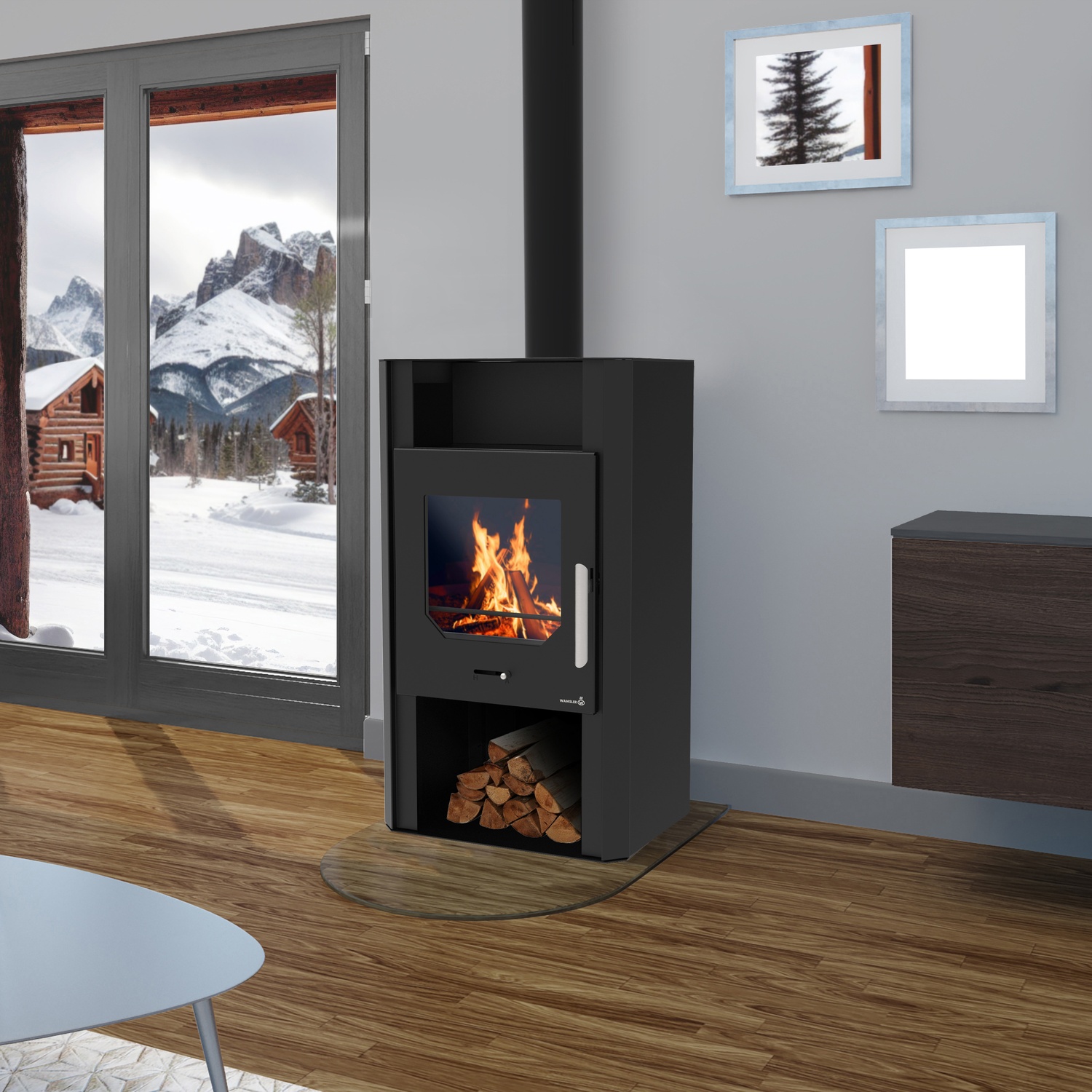 Wamsler poêle à bois « Cube » acier noir
