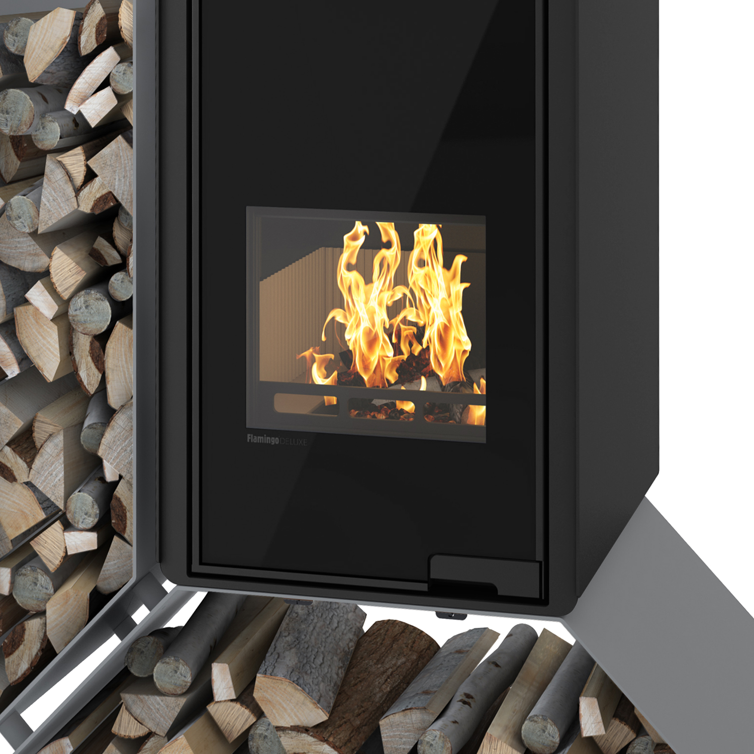 HS Flamingo Deluxe Kampa Poêle à bois Gris Étagère à gauche