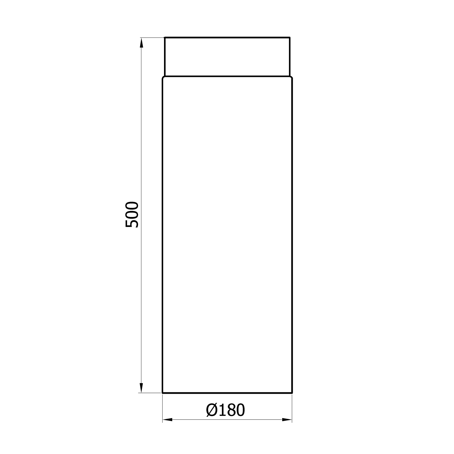 Raik Basic Élément de longueur 180mm noir L: 500mm pour tuyau de fumée / conduit de fumée