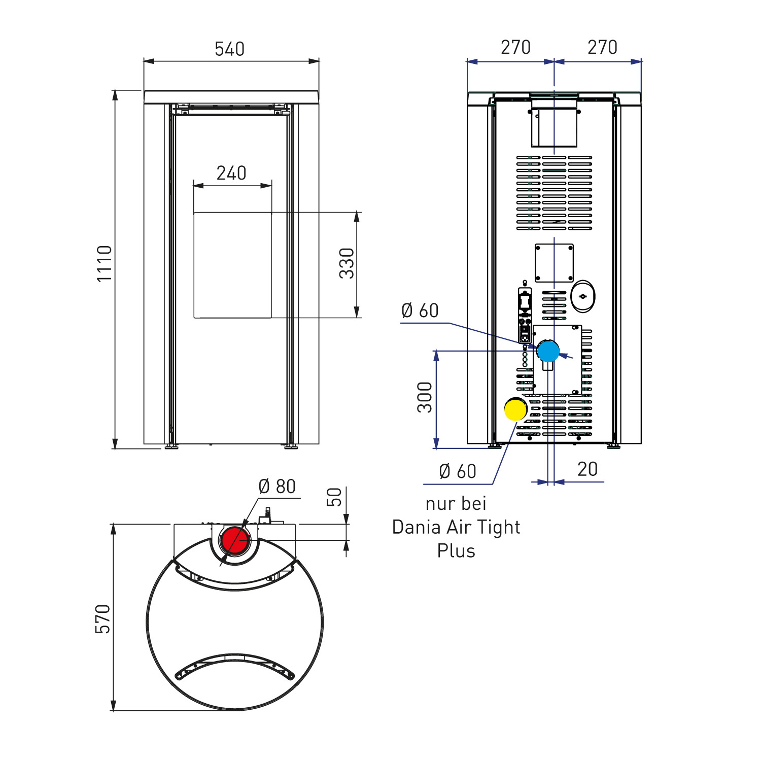 Edilkamin Celia Air Tight Plus poêle à granulés acier noir / verre blanc