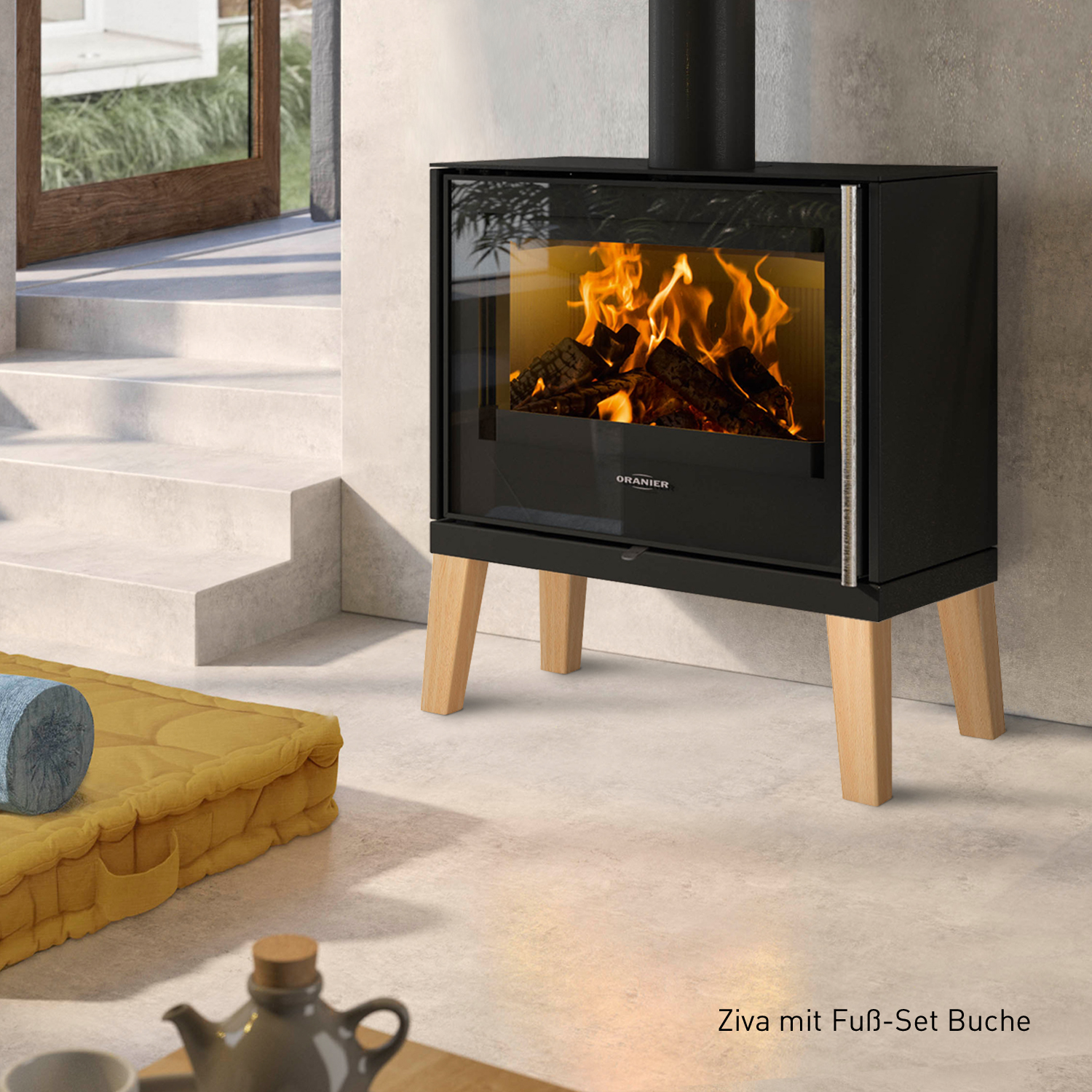 Oranier Ziva Poêle à bois Acier Noir