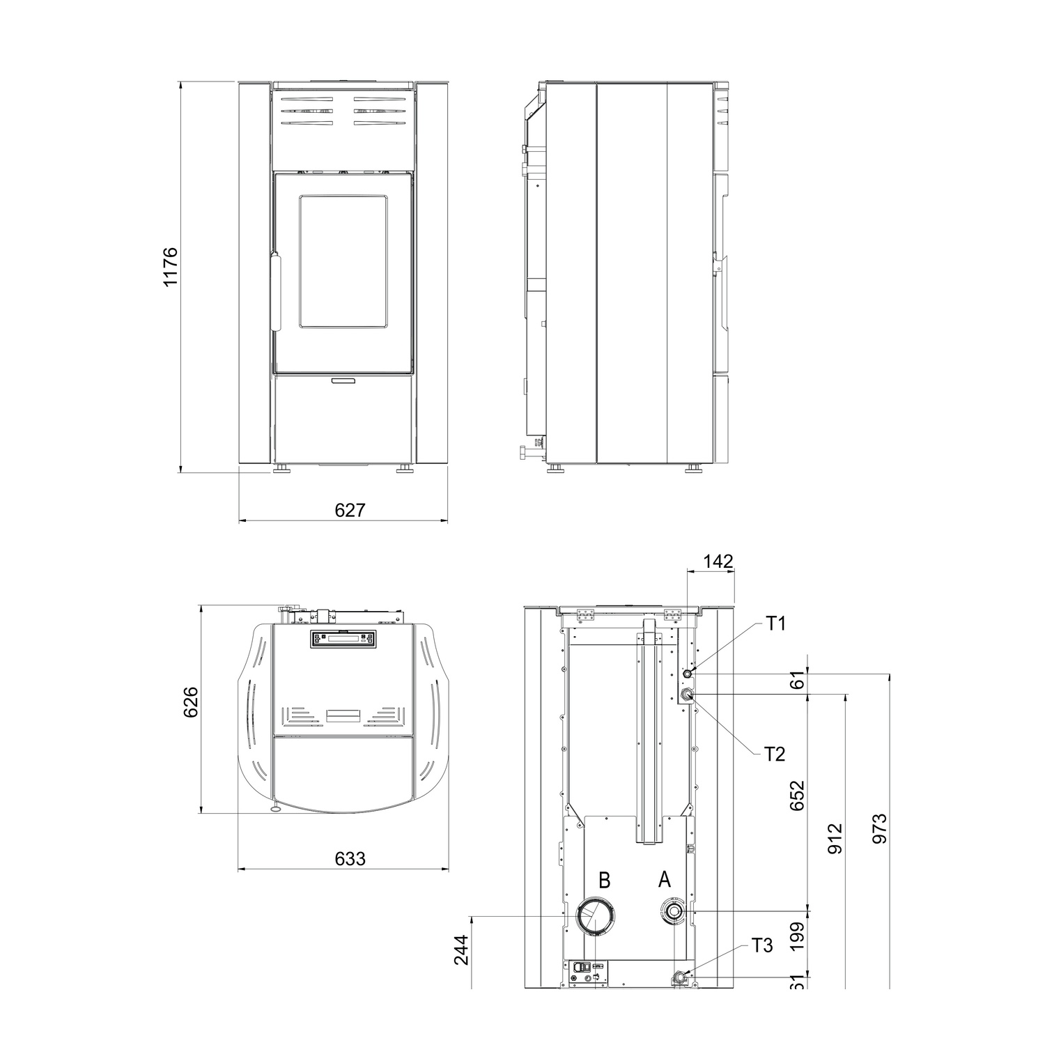 Extraflame RAFFAELLA IDRO H18 5.0.16 - Gris poêle à granulés bouilleur