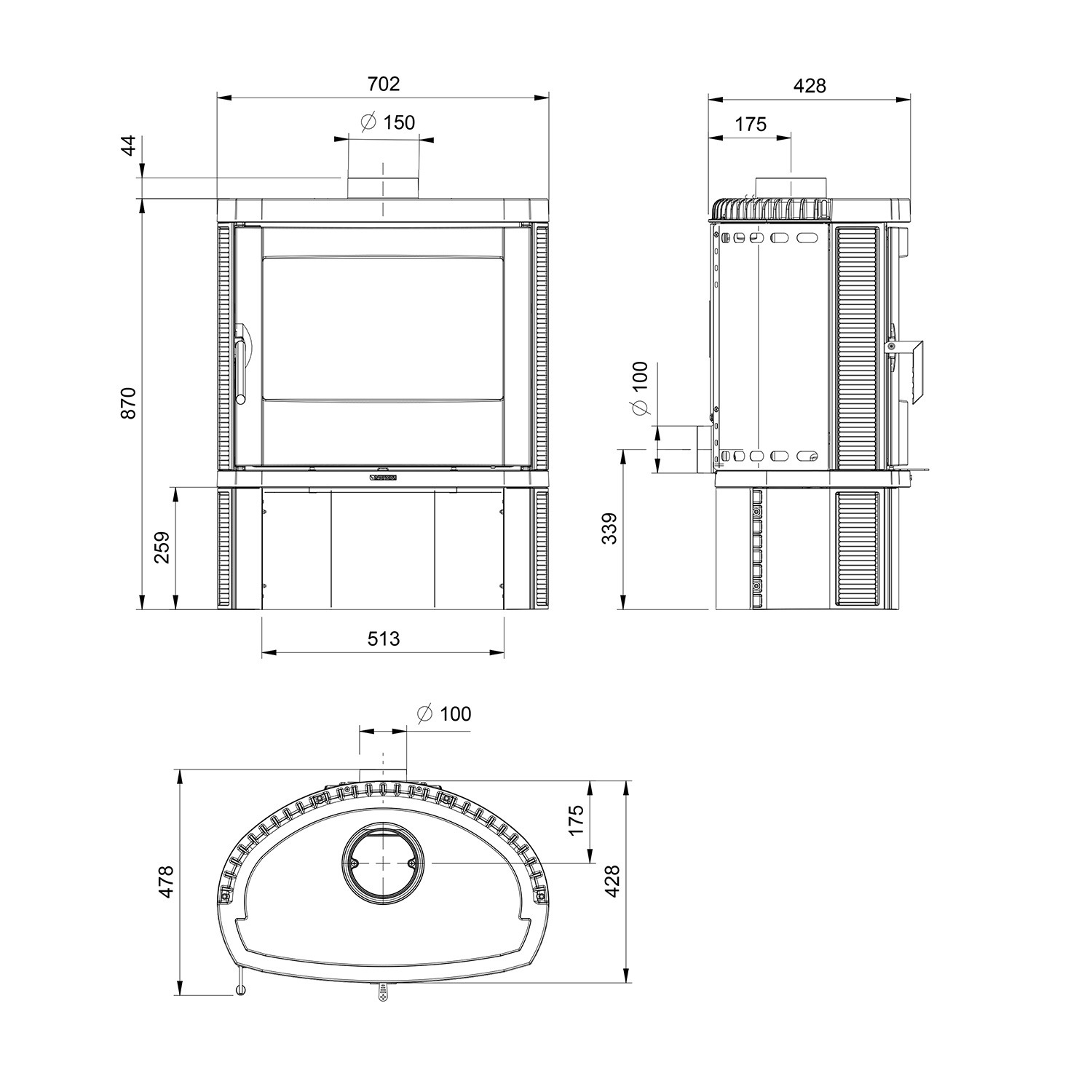 La Nordica Jennifer 16 poêle à bois fonte noir La Nordica Jennifer 16 poêle à bois fonte noir