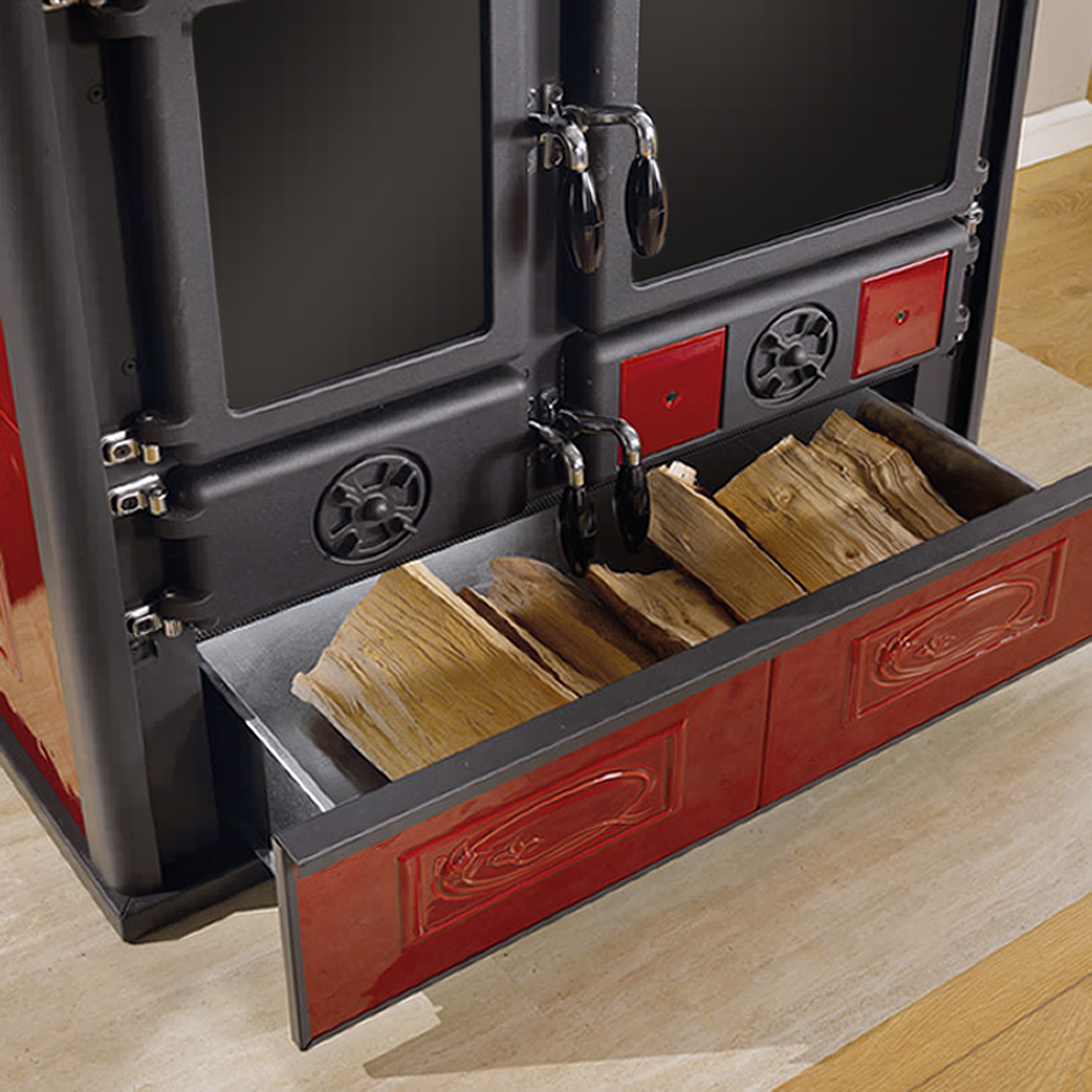 La Nordica Rosa 16 cuisinière à bois céramique Liberty Bordeaux