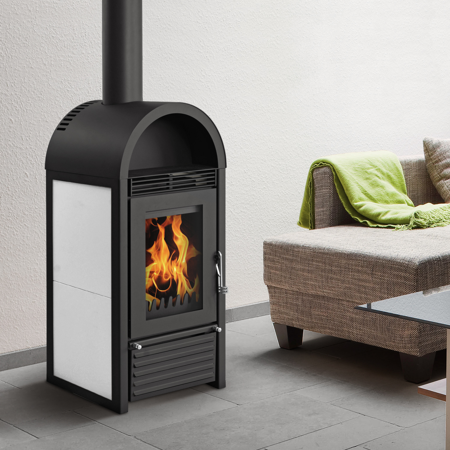 Poêle à bois avec échangeur thermique Schmitzker Marbella blanc