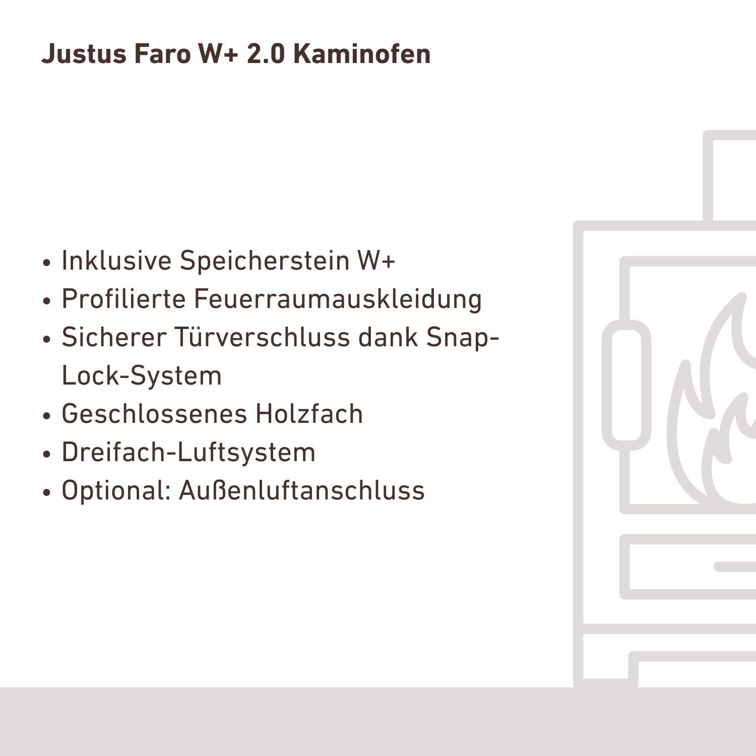 Justus Faro W+ 2.0 Poêle à bois en acier noir avec plaque de recouvrement en stéatite.