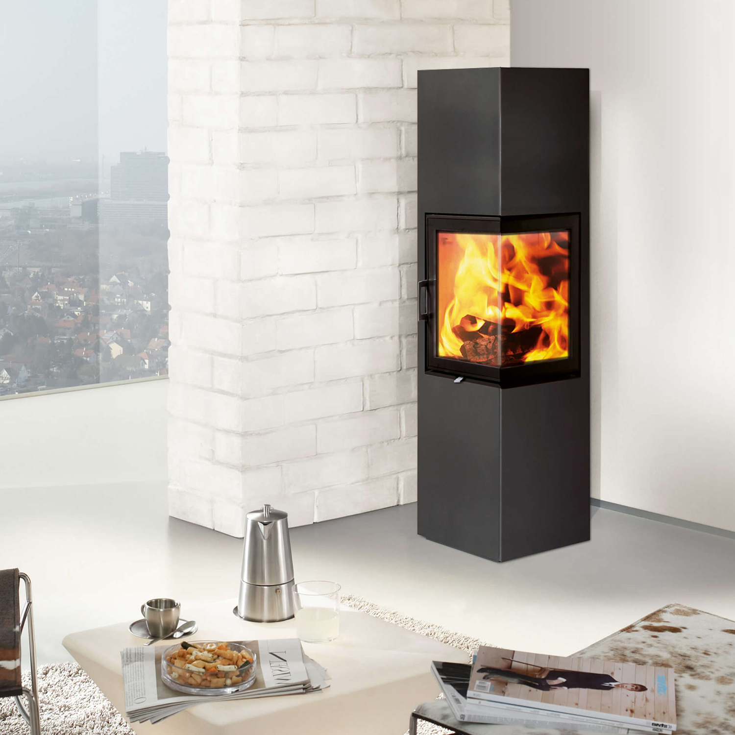 Austroflamm Slim 2.0 Poêle à bois, charnière de porte à droite