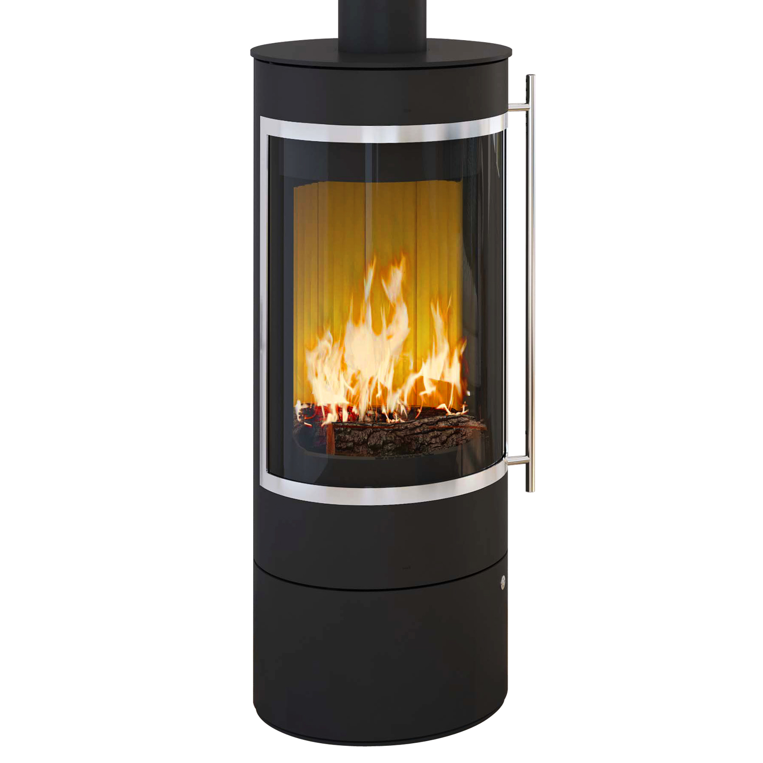 Poêle à bois Olsberg Pular Compact noir avec cadre décoratif chromé