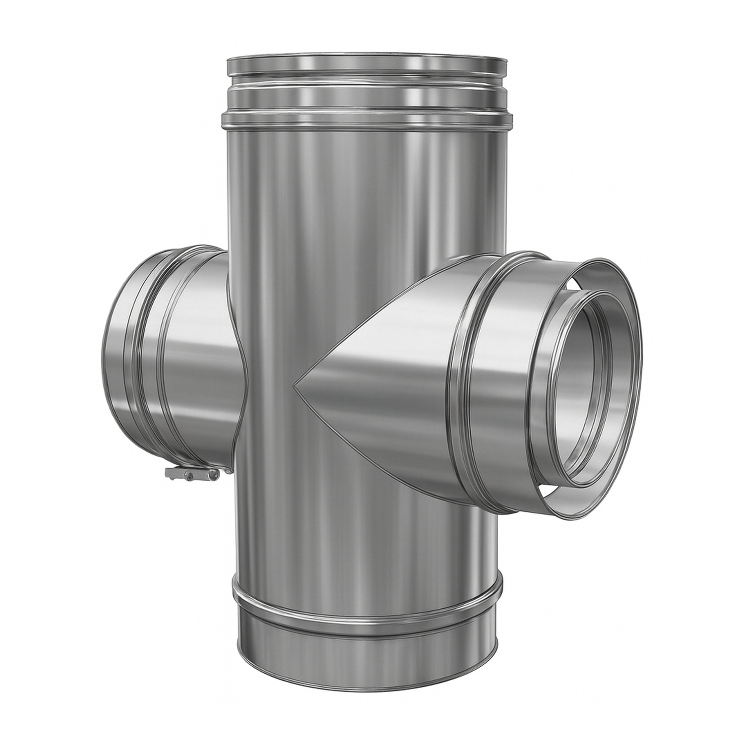 Schiedel ICS raccordement tuyaux 90° Ø180 avec raccordement pour trappe de visite rond pour combustibles solides double paroi brillant