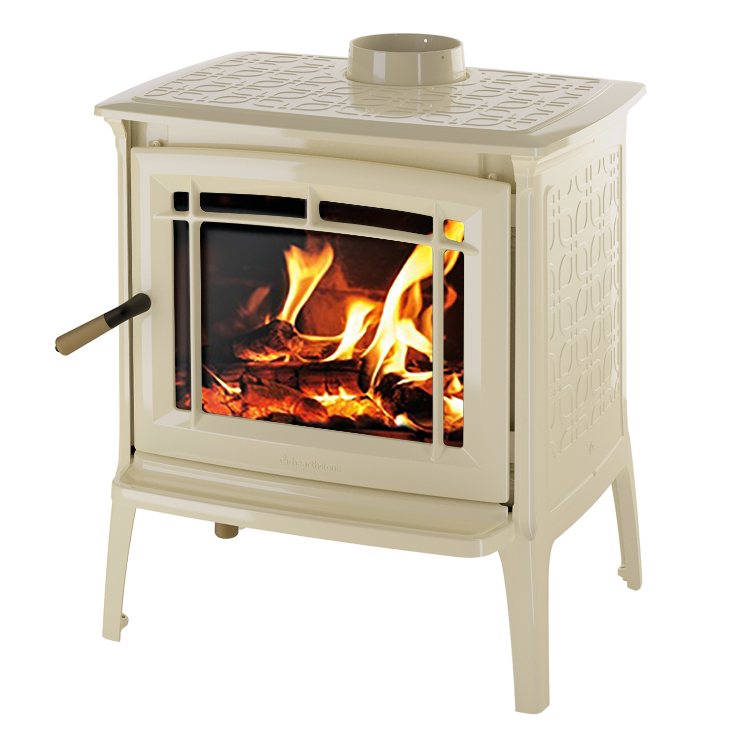 Poêle à bois Hergom Shelburne en fonte émaillée beige