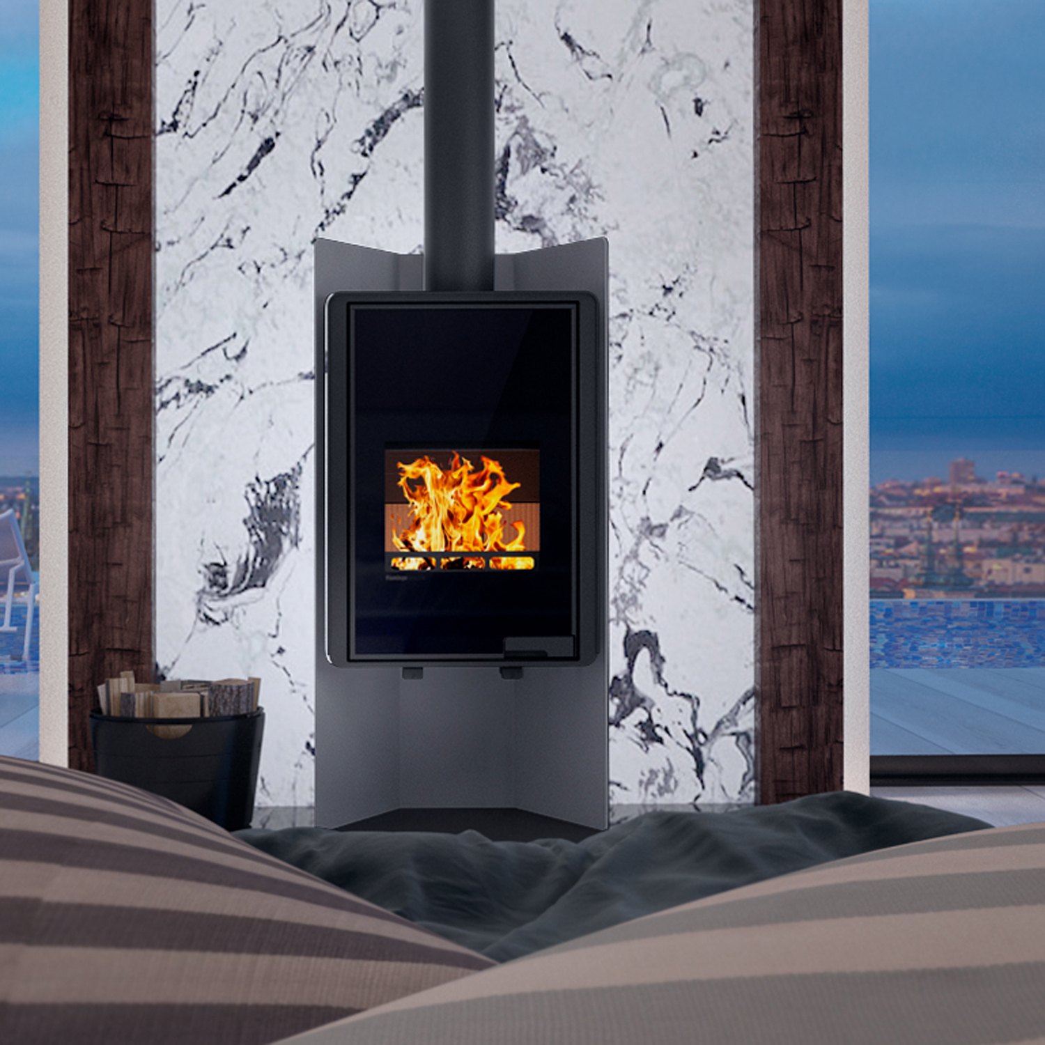 Poêle à bois HS Flamingo Deluxe Pulau Gris