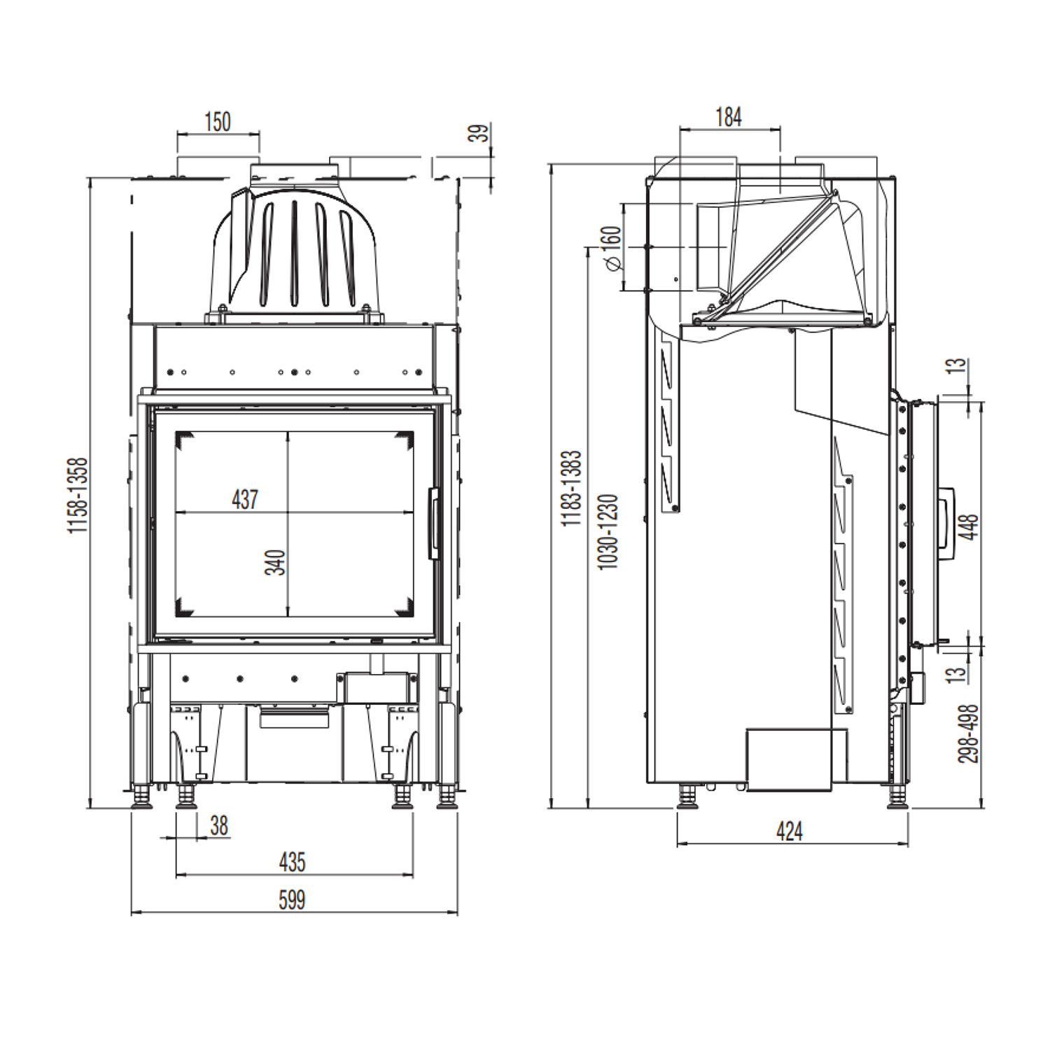 Austroflamm 55x45 K 2.0 Insert de cheminée