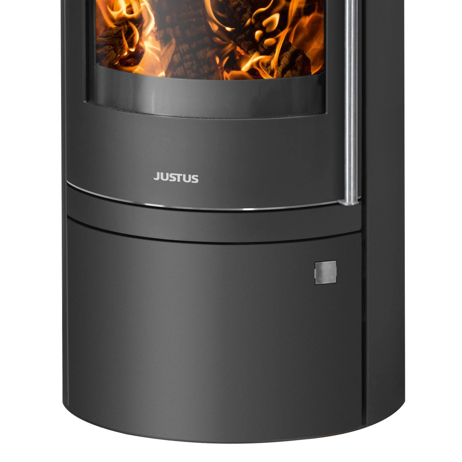 Justus Mino Top 2.0 Poêle à bois en acier noir avec porte en fonte