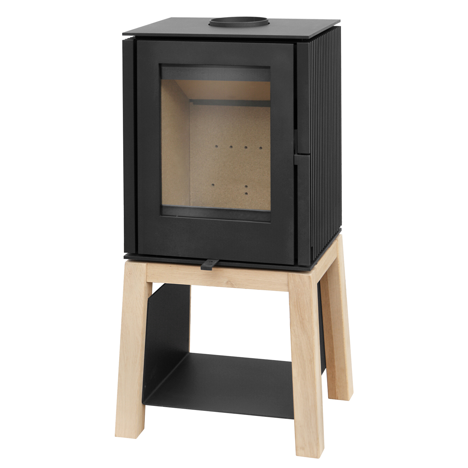 Schmitzker Cuby poêle à bois avec socle en bois