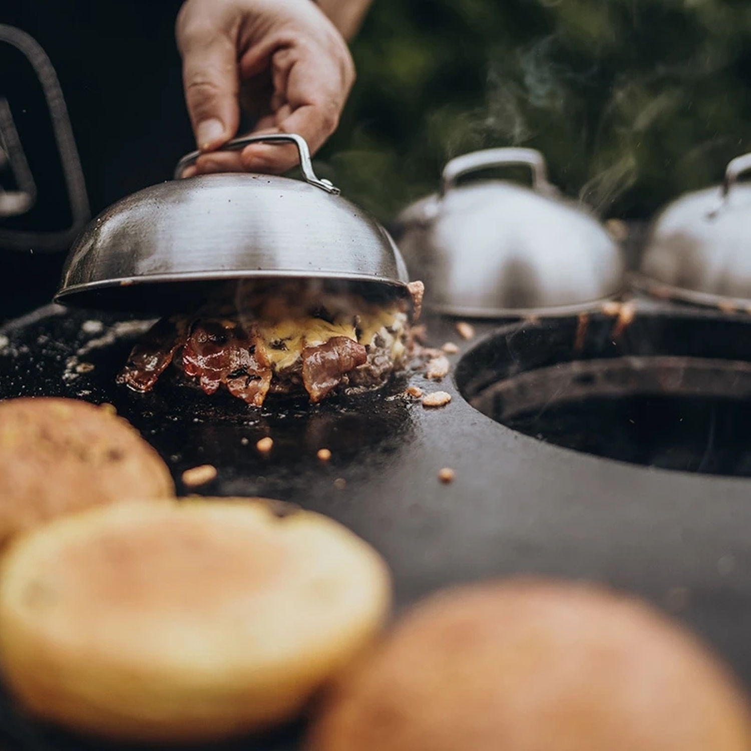 Moesta couvercle à burger couvercle de fonte pour plaque de feu lot de 2