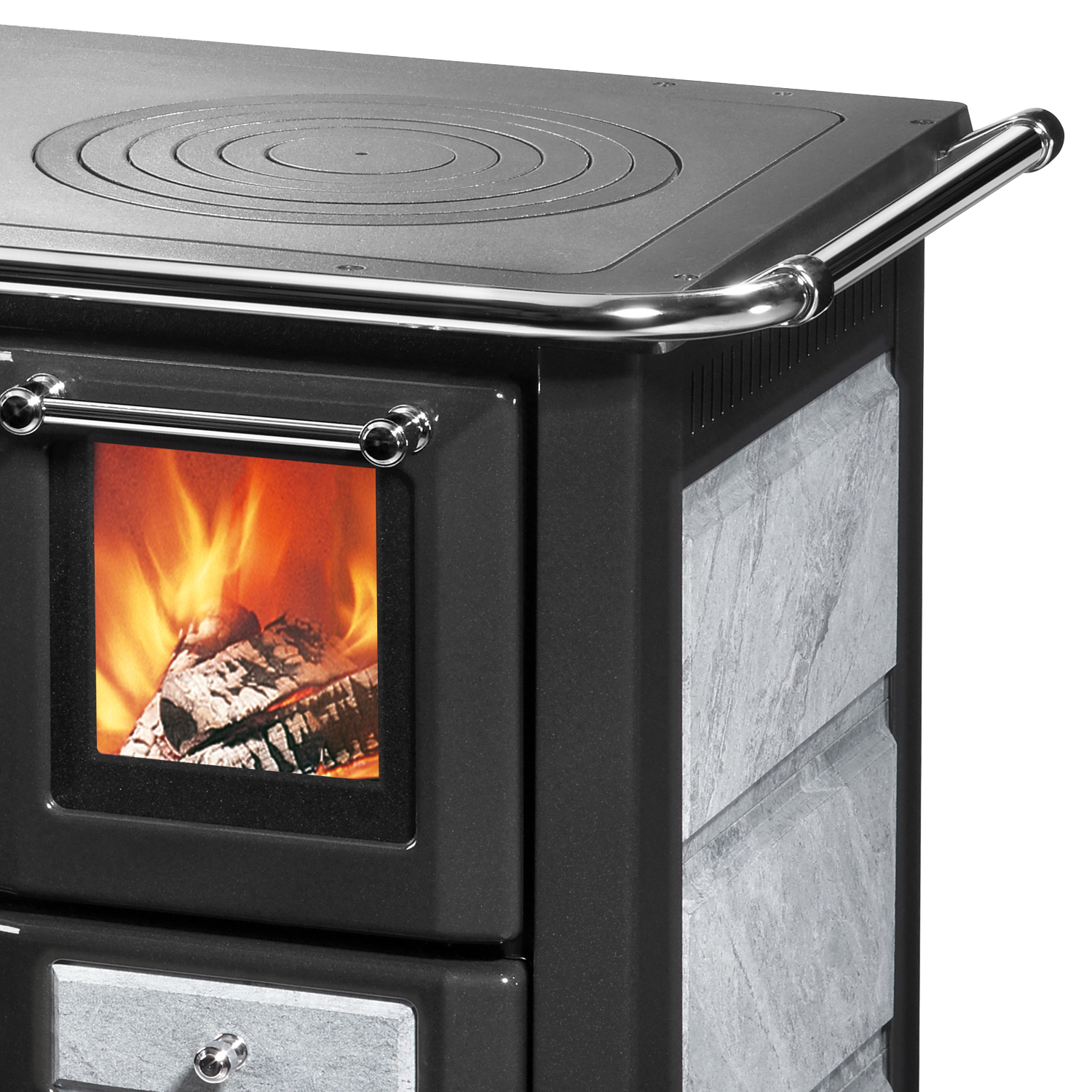 Wamsler K 85 F Cuisinière à bois en pierre naturelle, four à gauche