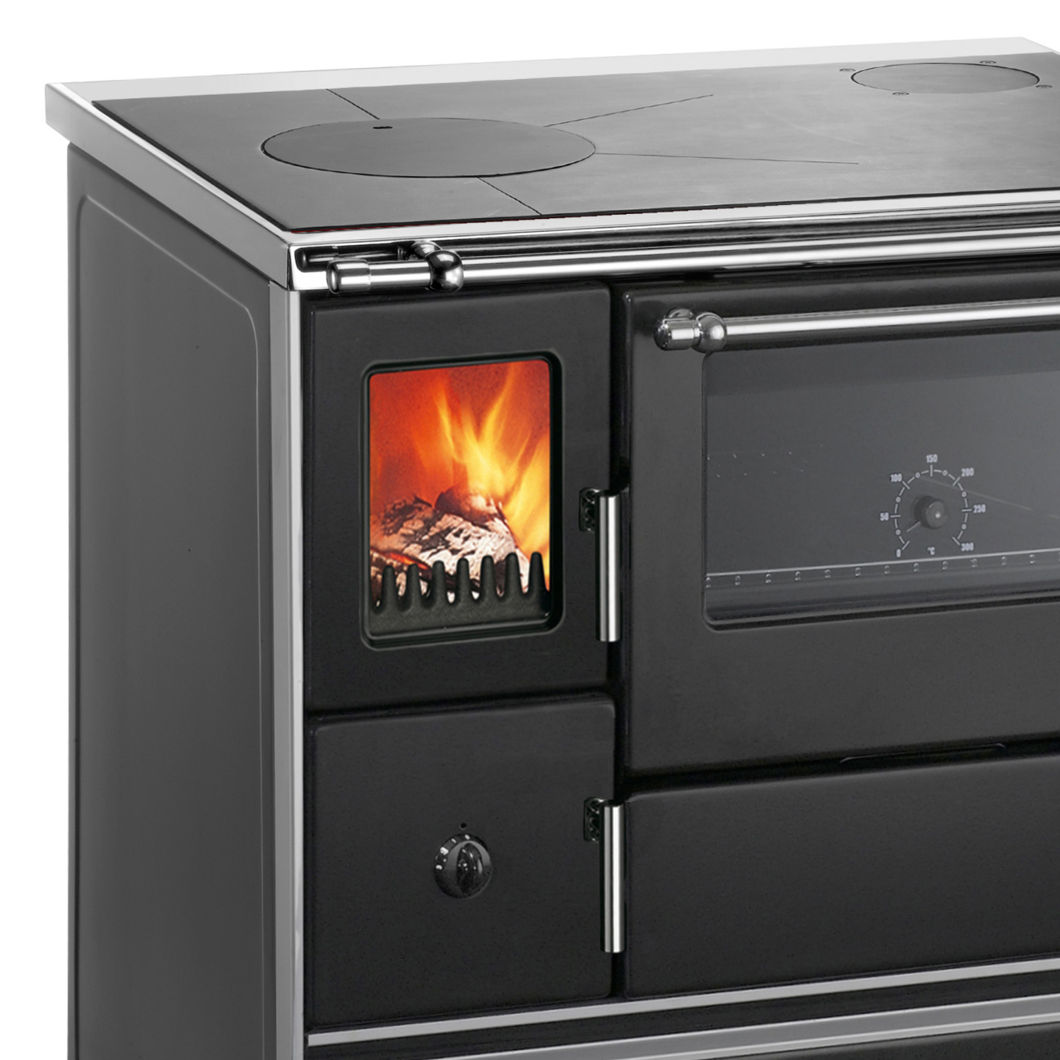 Wamsler K 176 F/A 90 Poêle de cuisine Acier Noir, Surface de cuisson en acier, Four à droite