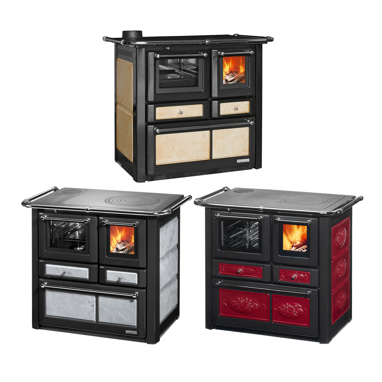 Wamsler K 85 F Cuisinière à bois en pierre naturelle, four à gauche
