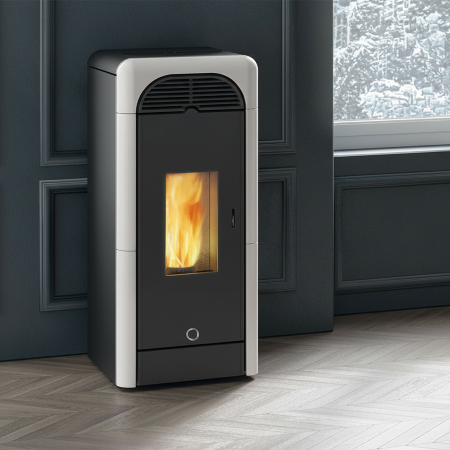 EK63 Berry 90+ Evo Poêle à granulés céramique blanche