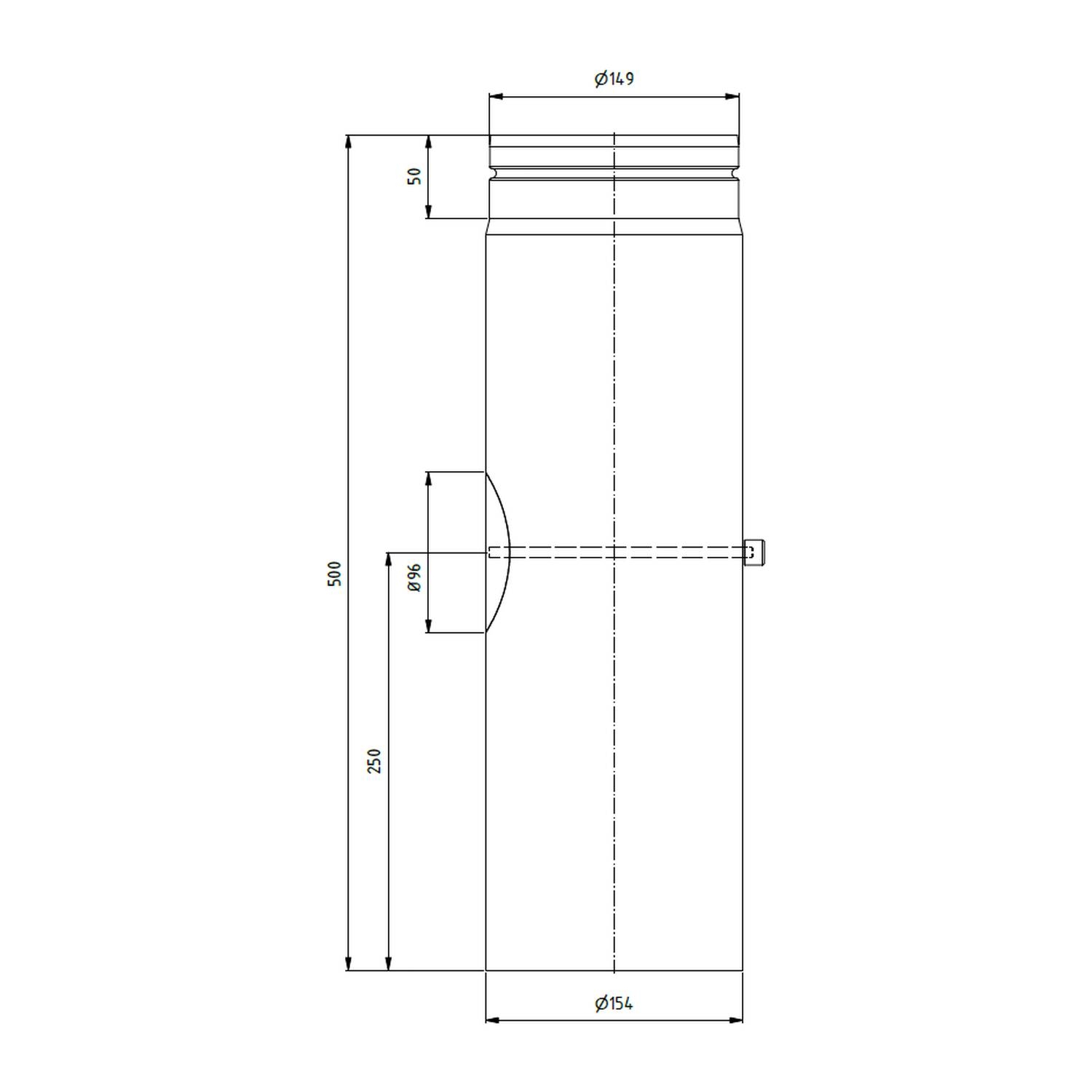 Raik conduit LS diamètre 150x500x2,00mm rétreint avec porte intégrée noir