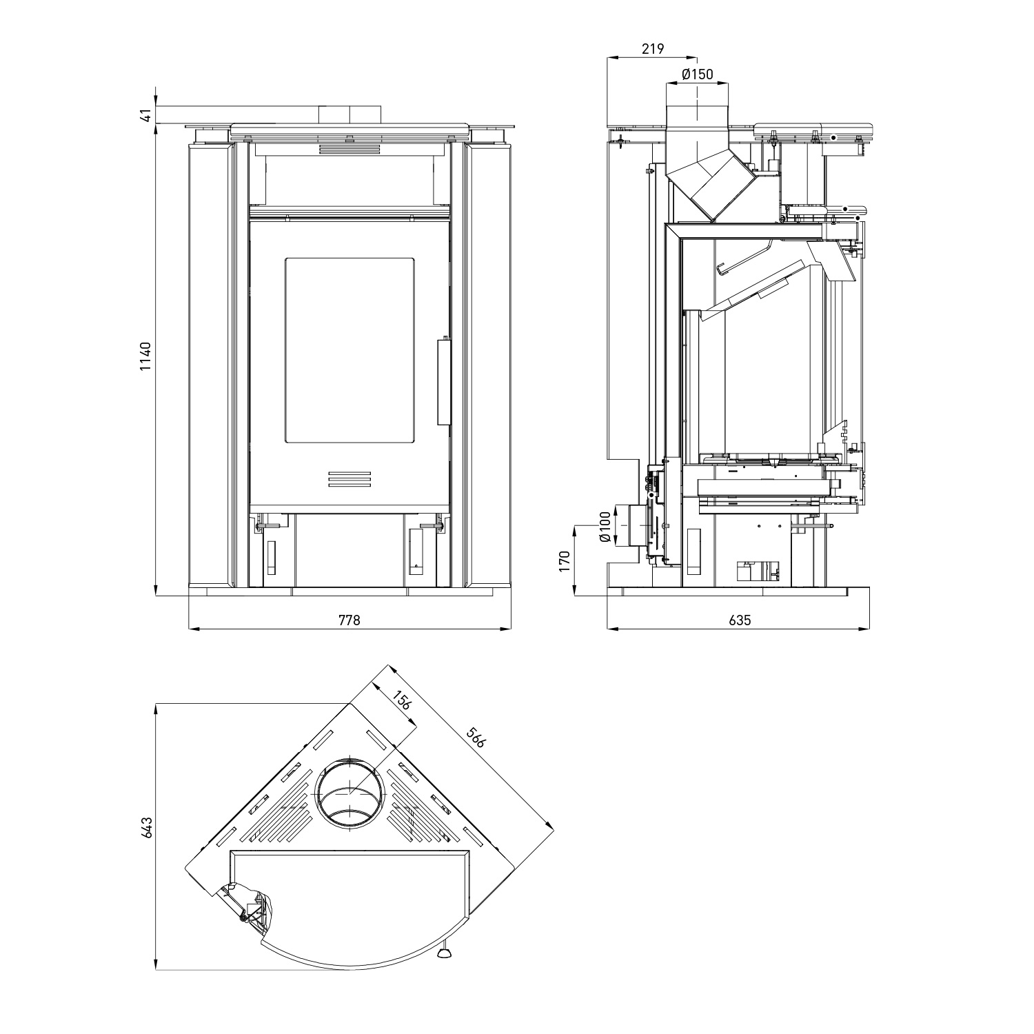 Haas+Sohn Kuopio II Poêle à bois Anthracite/Serpentino