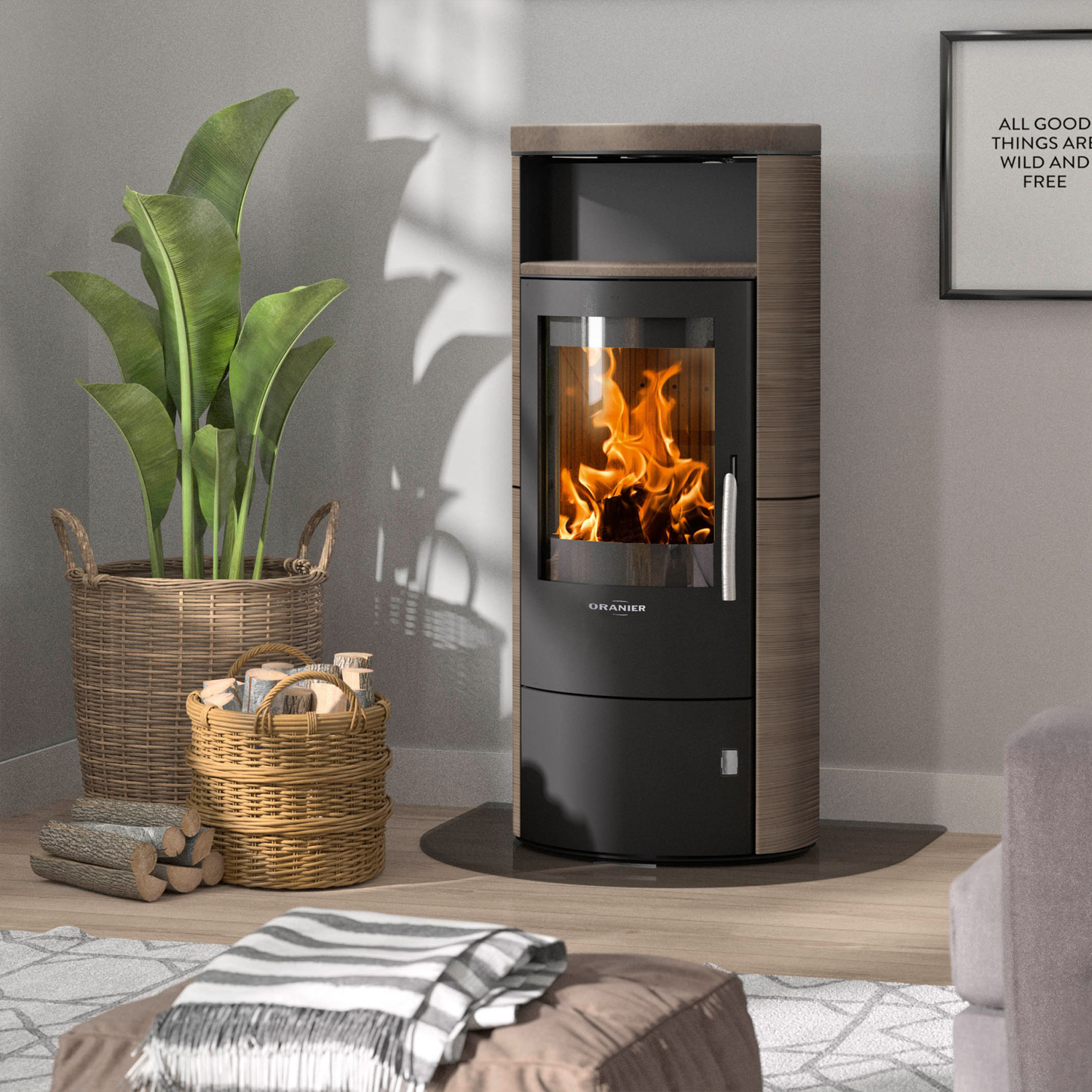 Oranier Polar 7 2.0 Poêle à bois Acier Noir / Céramique Grappa