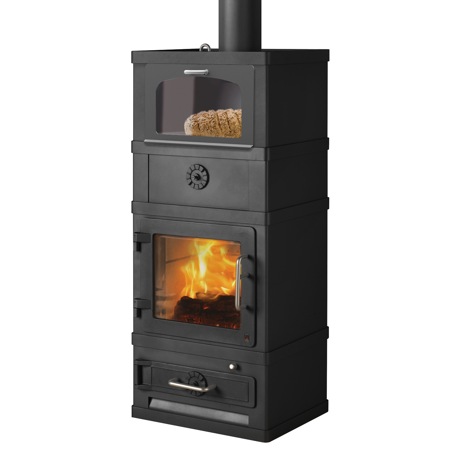Porte de compartiment de maintien au chaud noire pour le poêle à bois 2060 avec compartiment de maintien au chaud