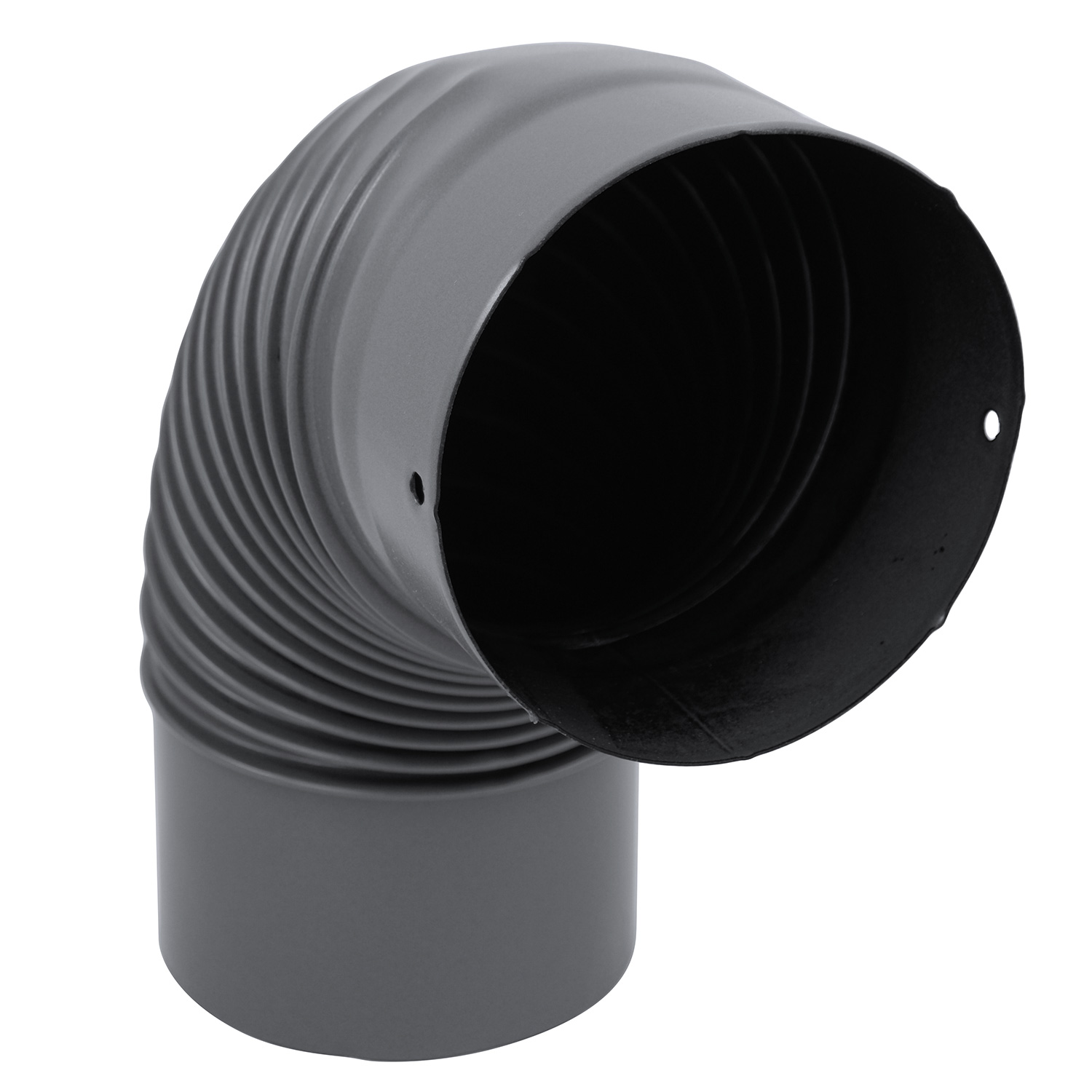 Coude de conduit de fumée / Coude de tuyau de poêle émaillé 150 mm - Coude à 90° nervuré gris avec ouverture de nettoyage