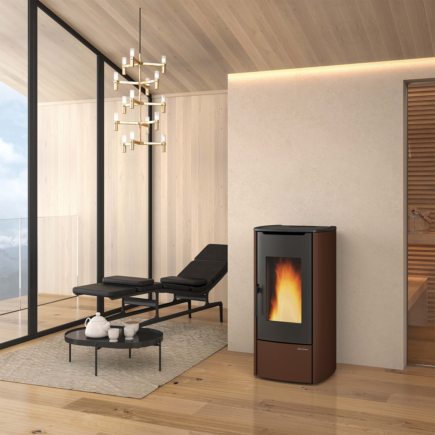 Extraflame Marina Idro 16 H11 poêle à granulés bouilleur acier bronze