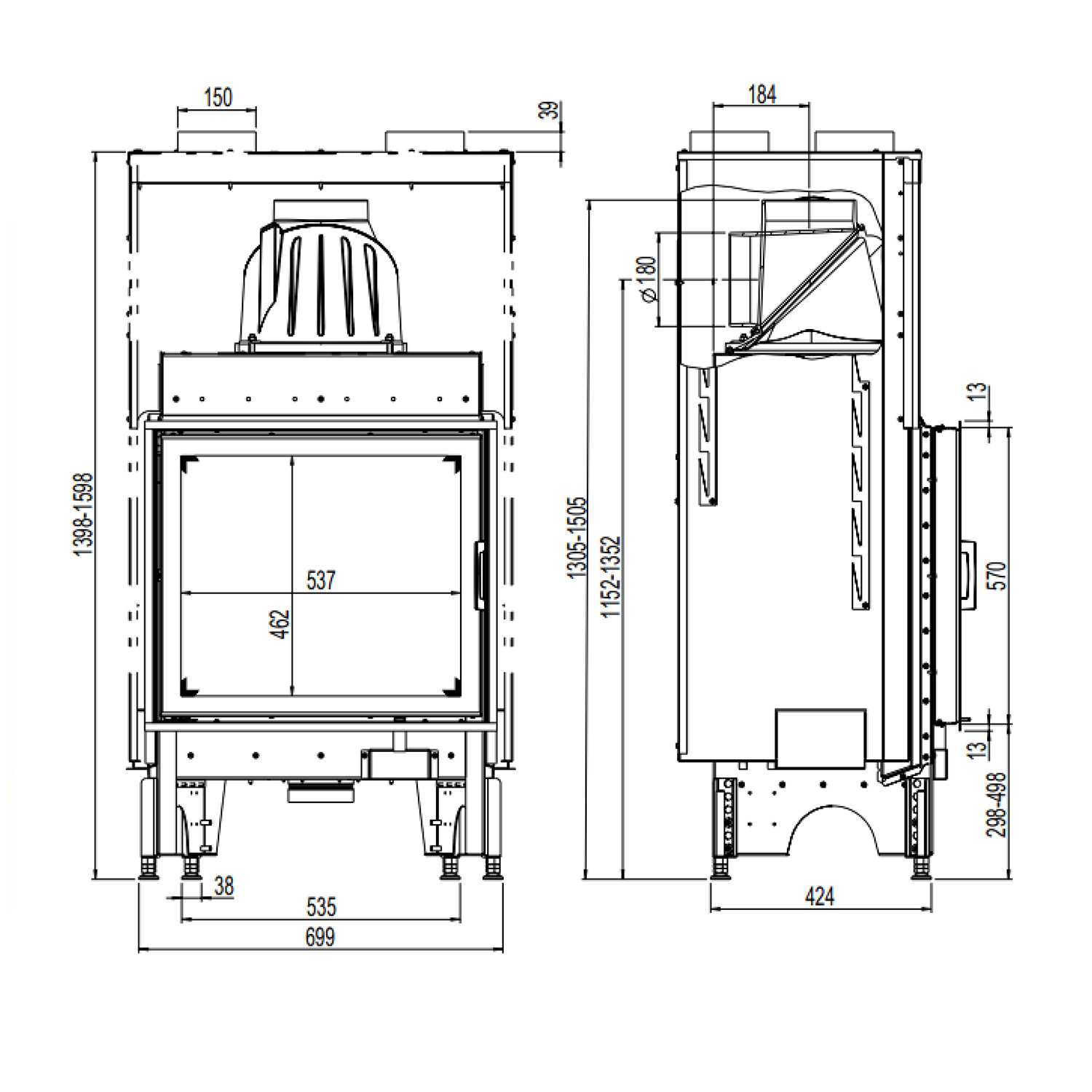 Austroflamm 65x57 K 2.0 Insert de cheminée