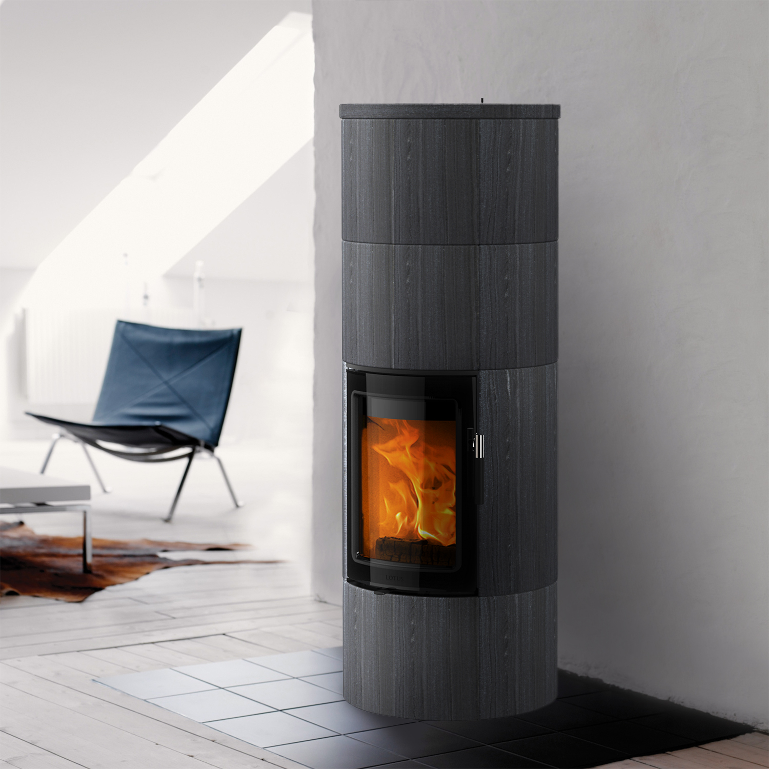 Lotus Maestro 2 Poêle à bois Indian Night, porte Magic, sortie de fumée arrière