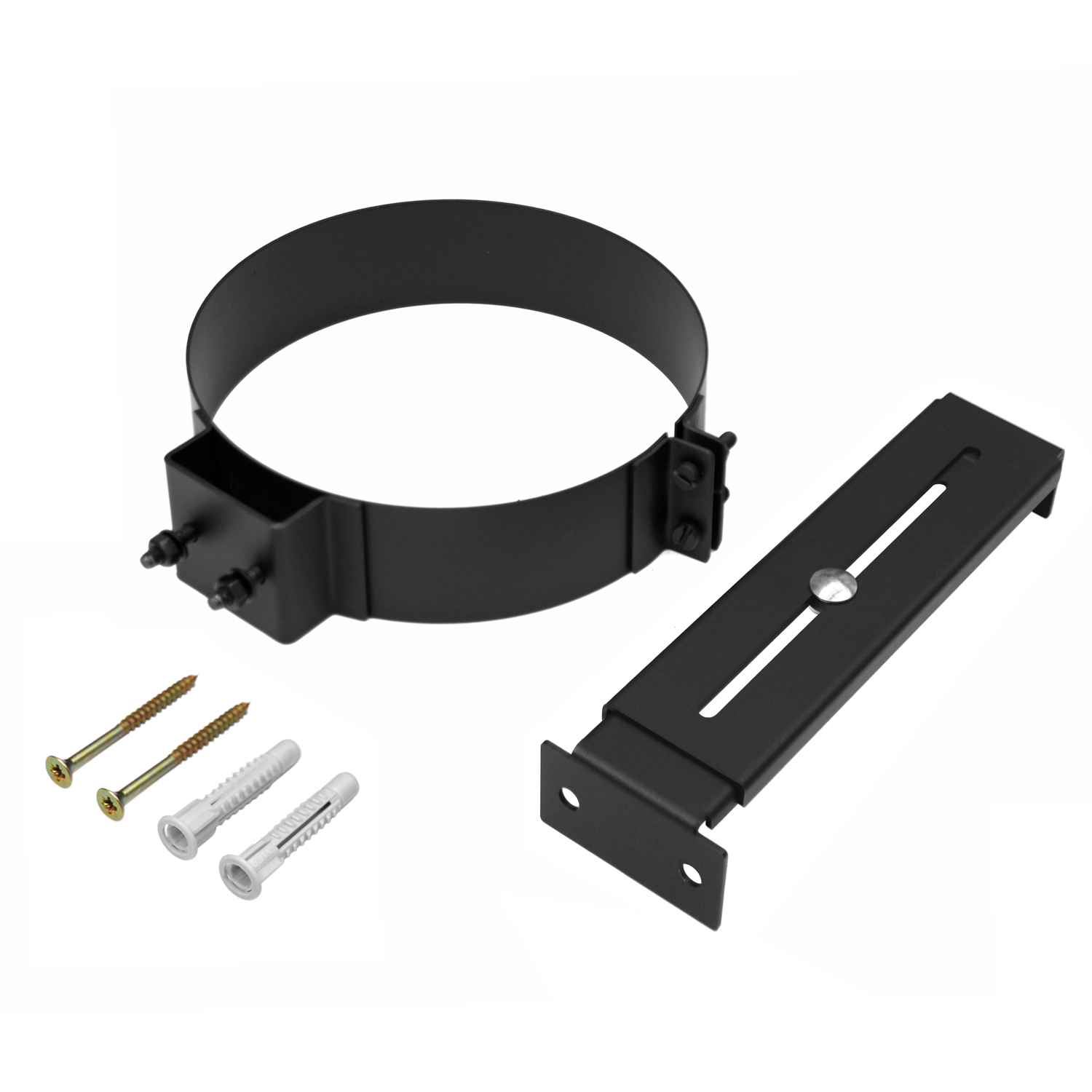 Collier de fixation Raik avec entretoise pour conduits de fumée à double paroi Izoker 150 mm Noir pour un diamètre extérieur RR de 175 mm. Collier de fixation Raik avec entretoise pour conduits de fumée à double paroi Izoker 150 mm Noir pour un diamètre extérieur RR de 175 mm.