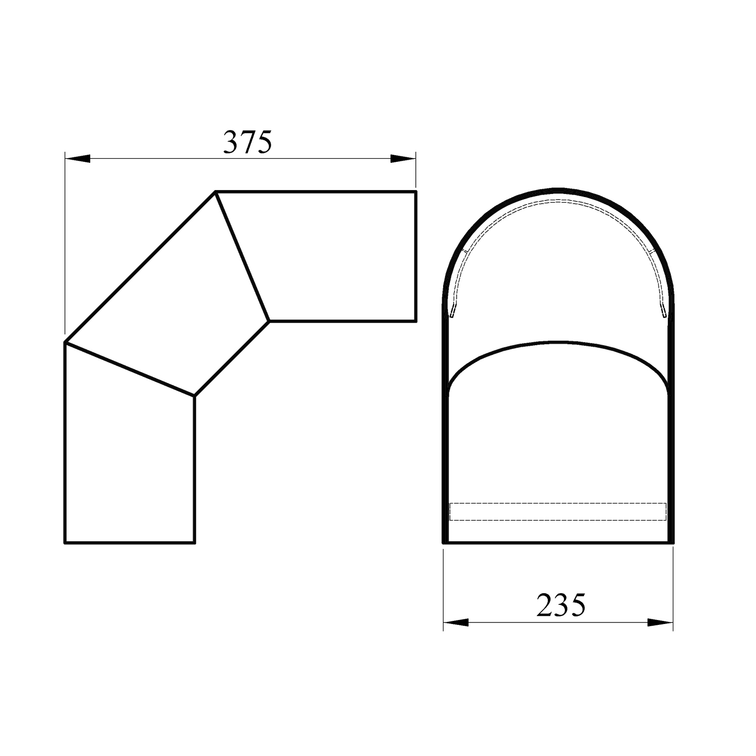 Coude de conduit de fumée / Tuyau de poêle 200 mm - Bouclier thermique 90° noir