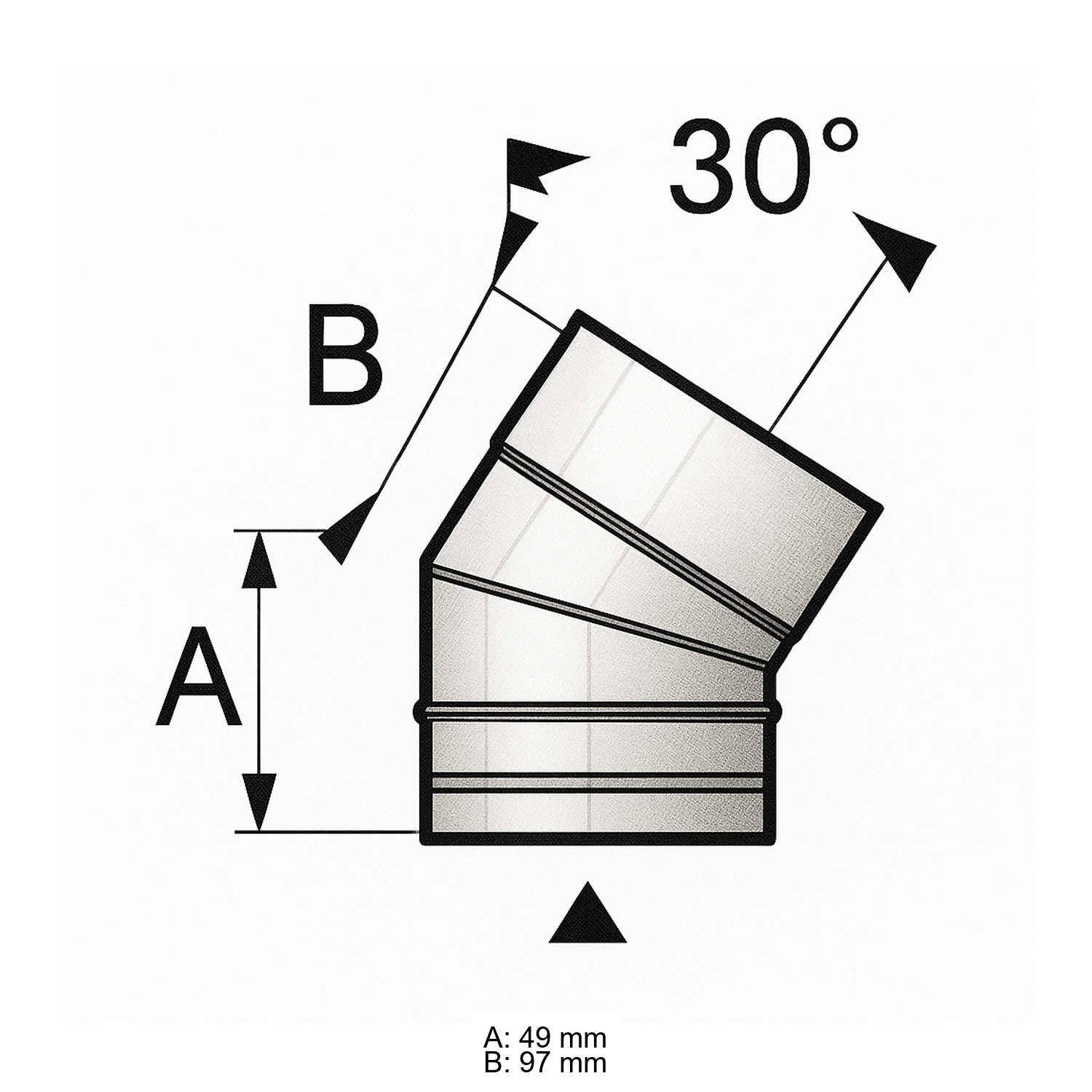 Schiedel PRIMA PLUS coude 30° Ø113 mm simple paroi mat