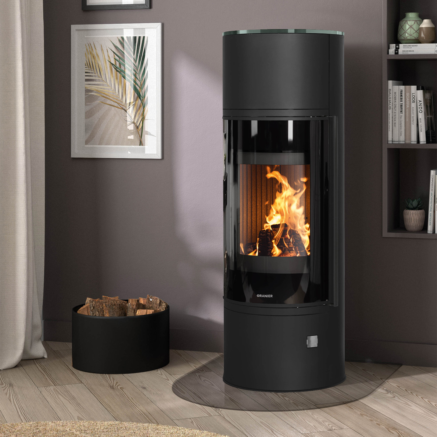 Oranier Arena W+ 2.0 Poêle à bois en acier noir avec plaque de recouvrement en verre Oranier Arena W+ 2.0 Poêle à bois en acier noir avec plaque de recouvrement en verre