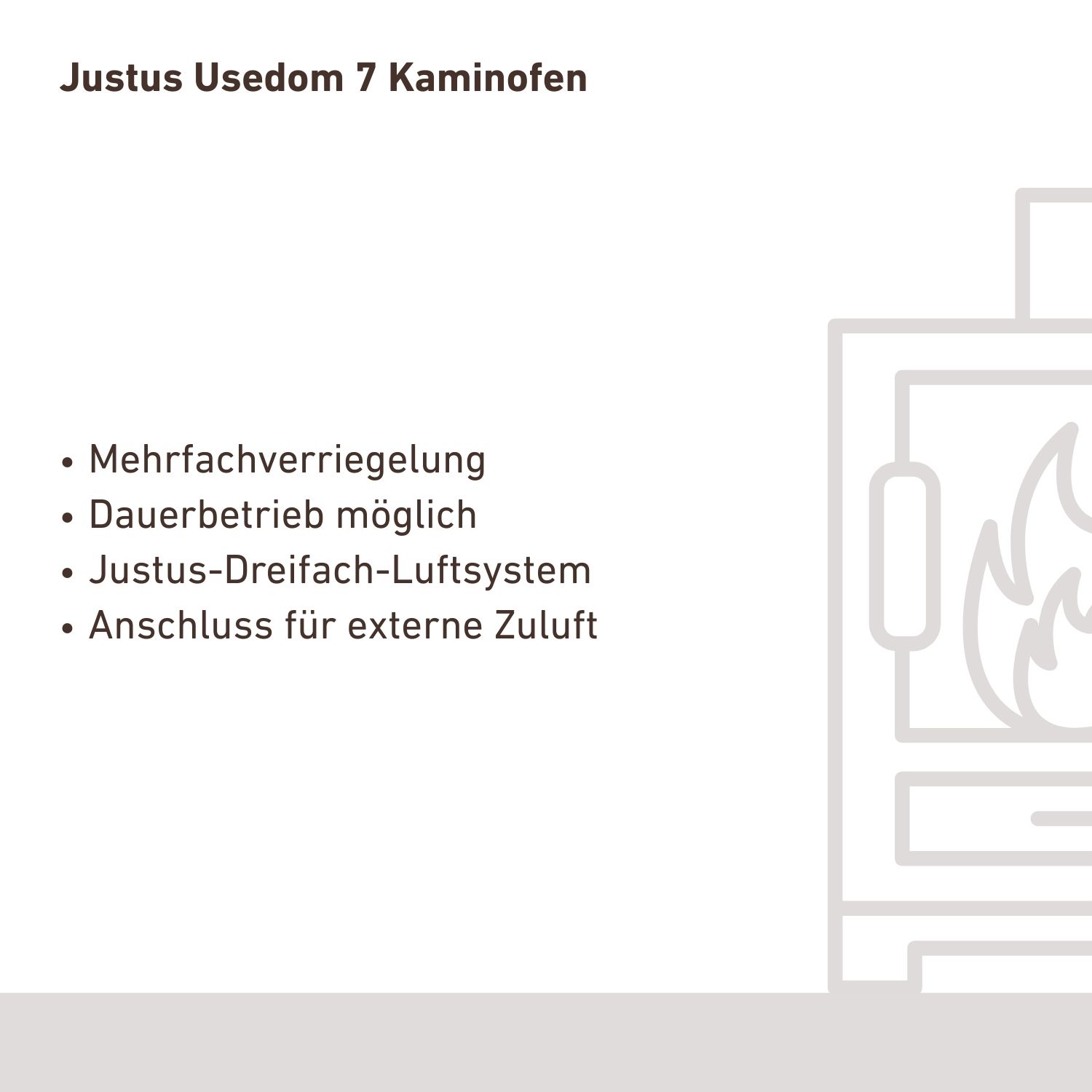 Justus Usedom 7 Poêle à bois en acier gris fonte / pierre ollaire