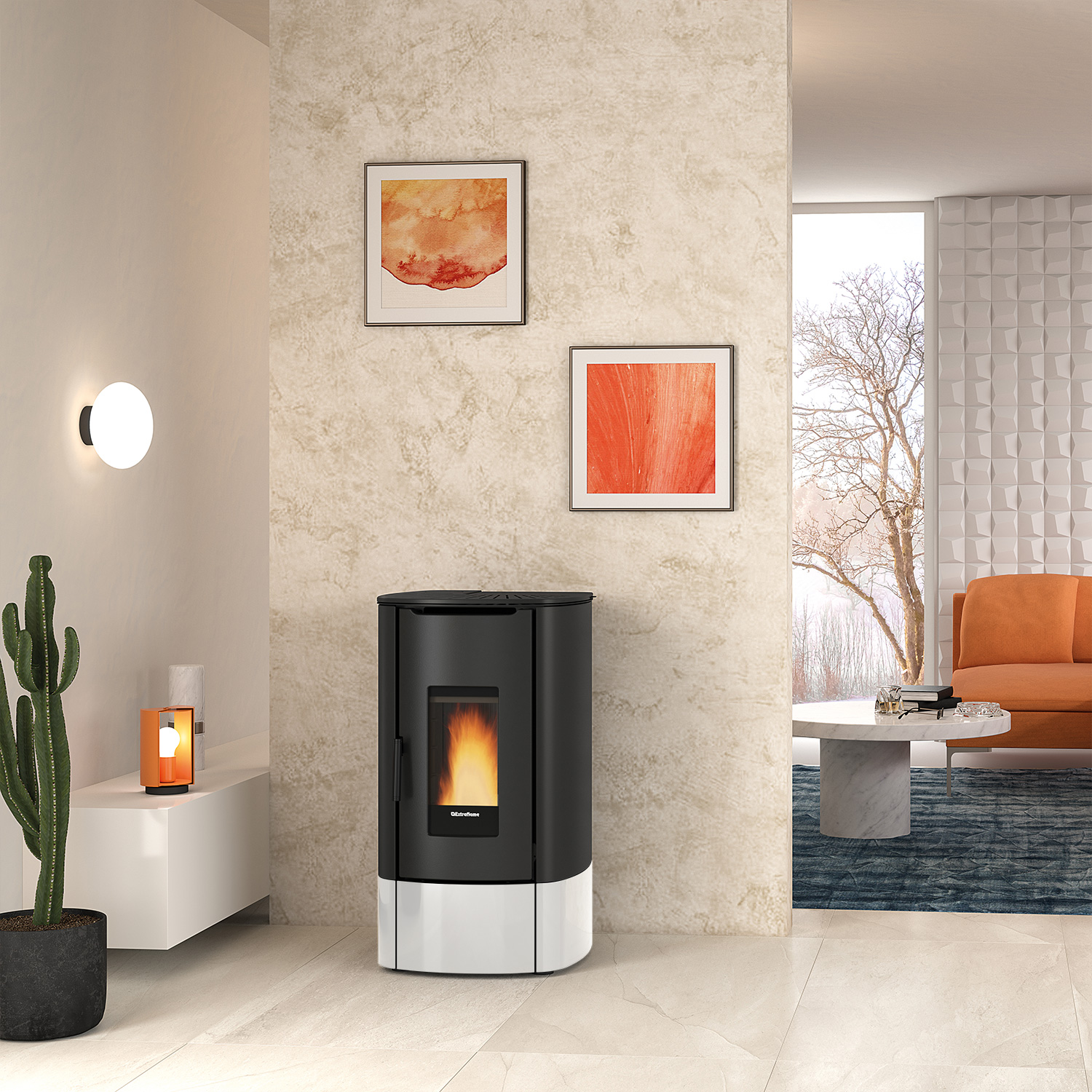 Extraflame Evolution Line Angy poêle à granulés acier blanc