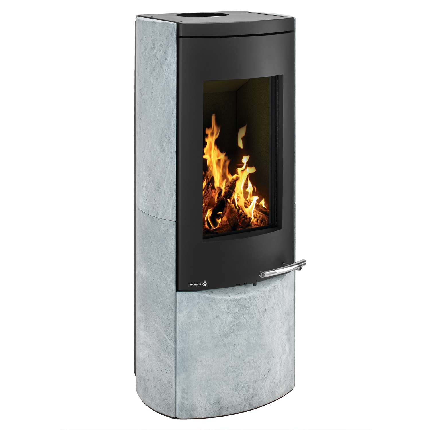 Wamsler Motho poêle à bois acier noir/ pierre naturelle