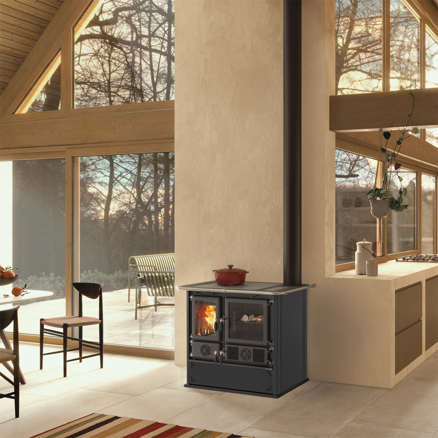 La Nordica Rosa 16 cuisinière à bois acier anthracite-noir