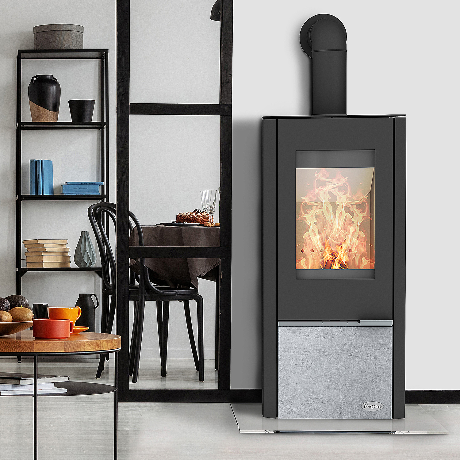 Poêle à bois Kingstone en acier avec insert en stéatite