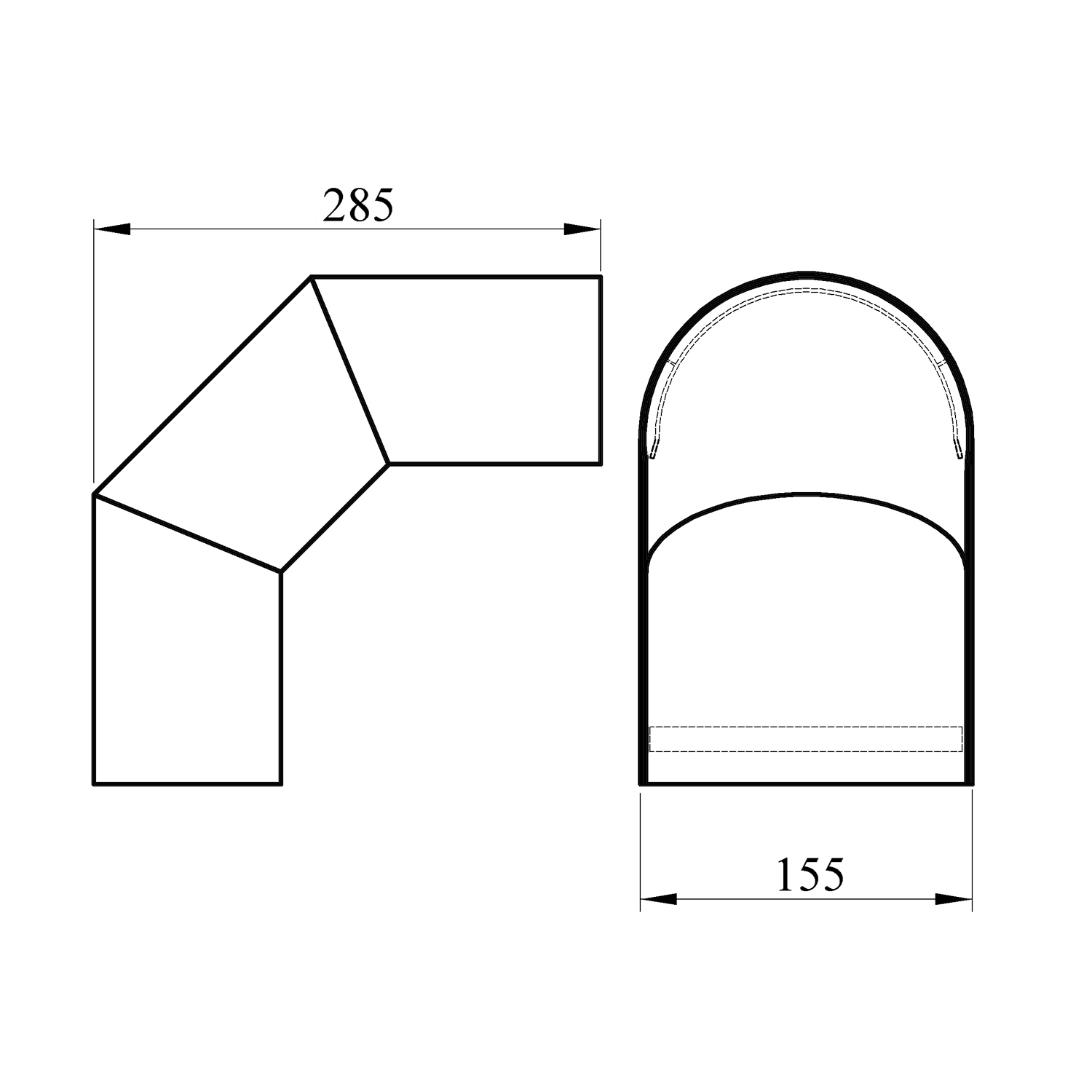 Coude de tuyau de poêle / Tuyau de poêle 120mm - Bouclier thermique 90° noir