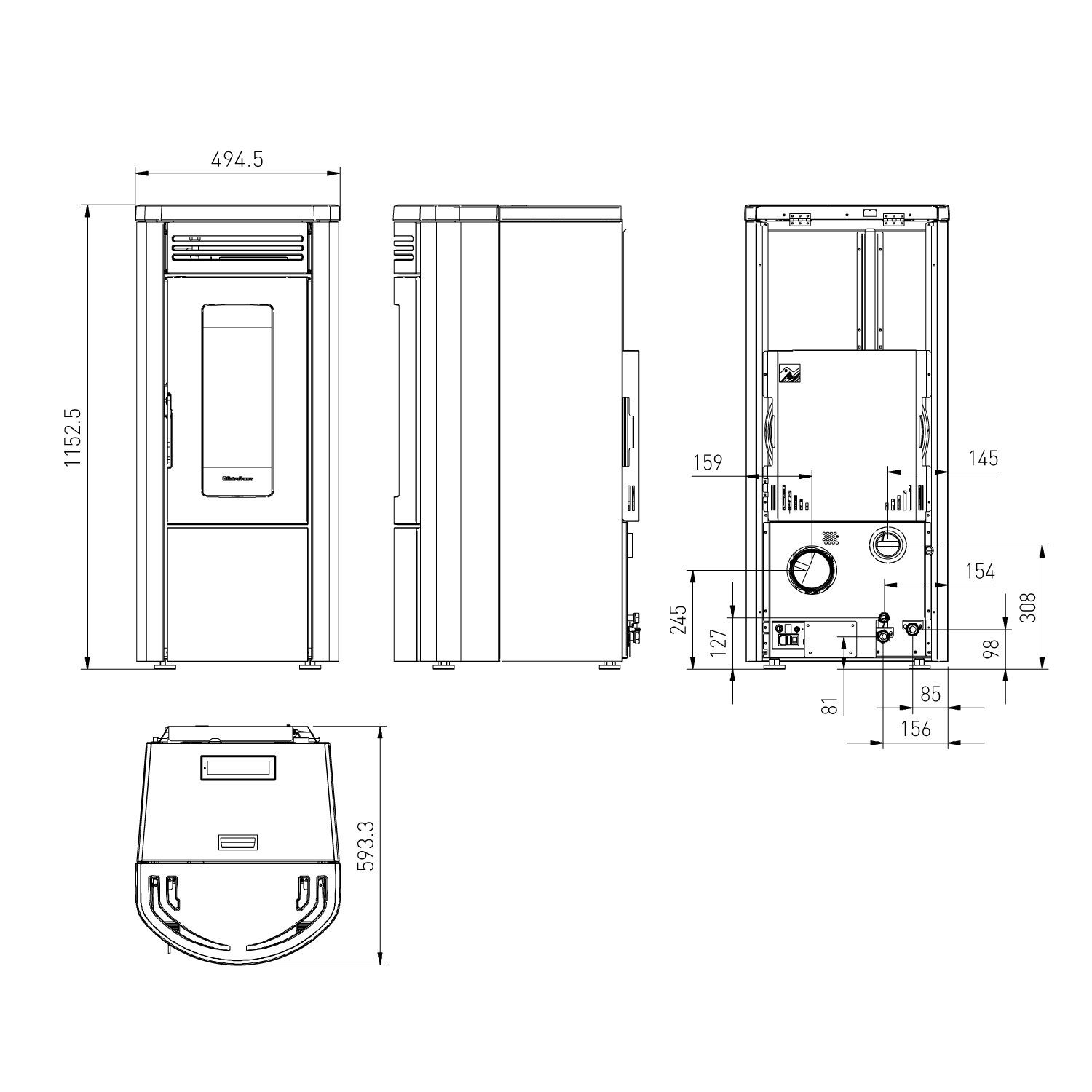 Extraflame Costanza Idro 16 poêle à granulés bouilleur Blanc