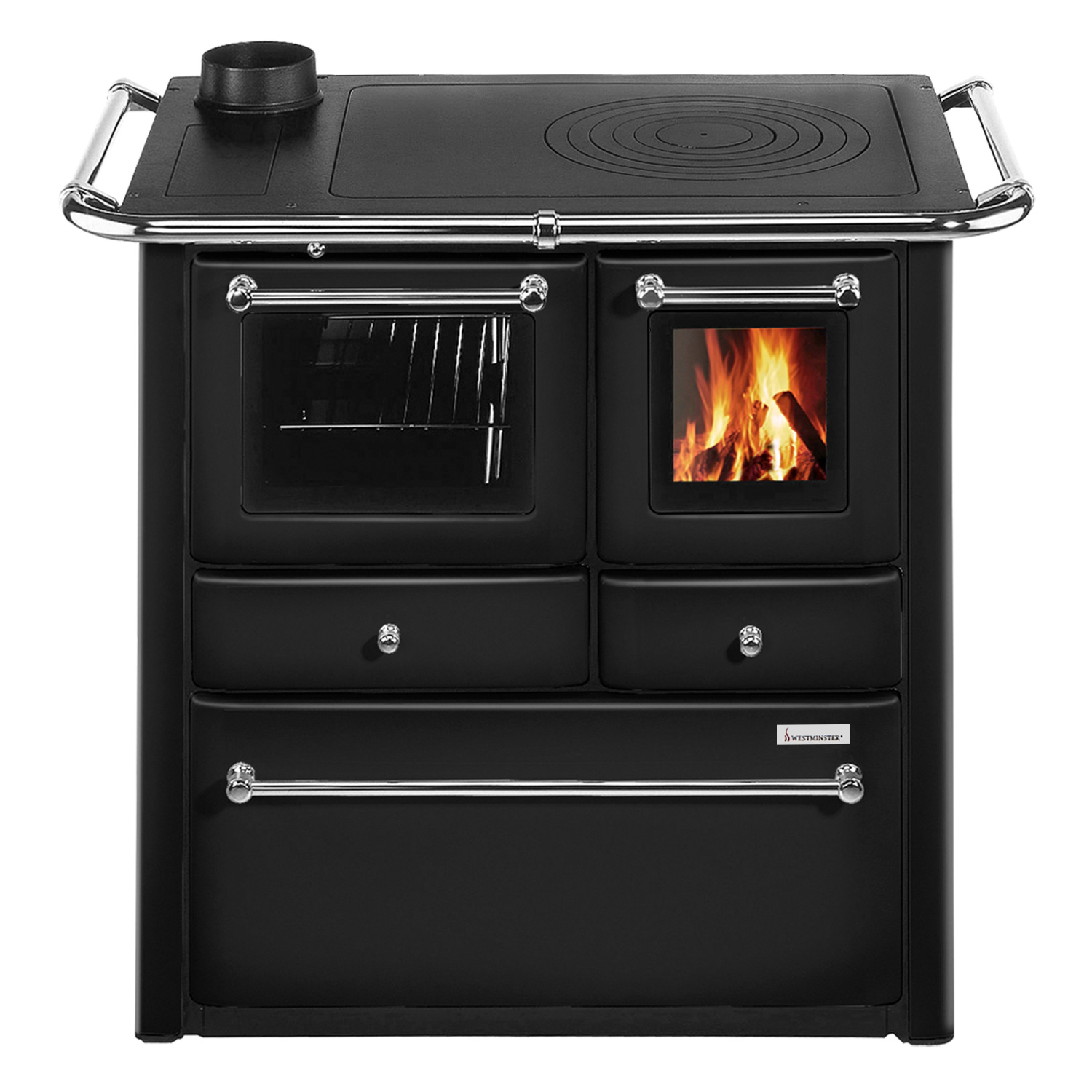 Wamsler K 85 F Poêle de cuisine en acier anthracite, compartiment de cuisson à gauche Wamsler K 85 F Poêle de cuisine en acier anthracite, compartiment de cuisson à gauche