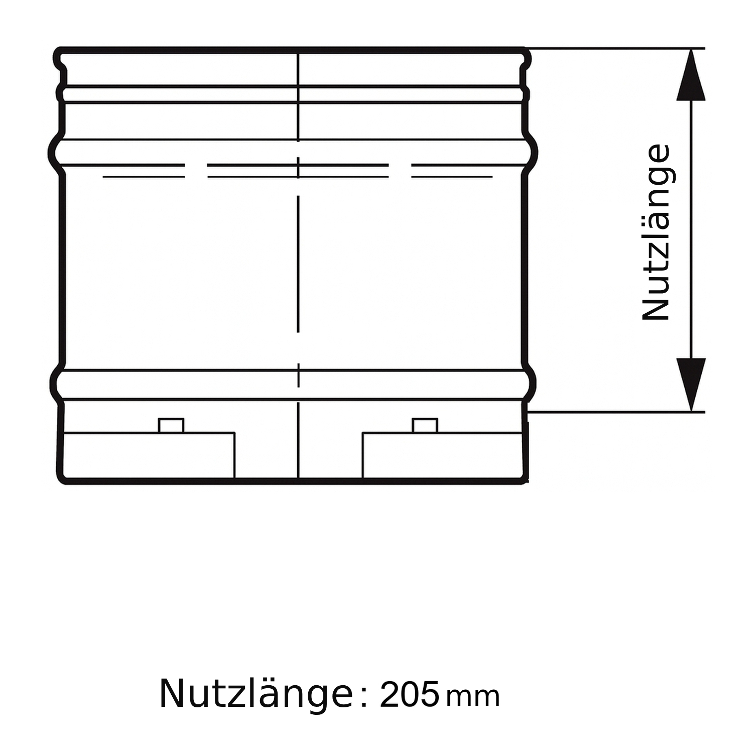 Schiedel ICS élément de tube 250 mm ICS Ø200 double paroi brillant