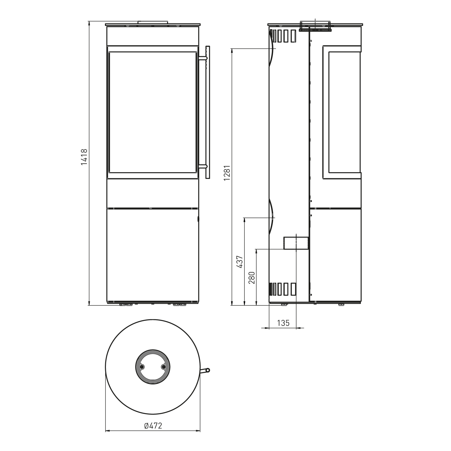 Poêle à bois Olsberg Pular Plus Compact Noir avec cadre décoratif laqué